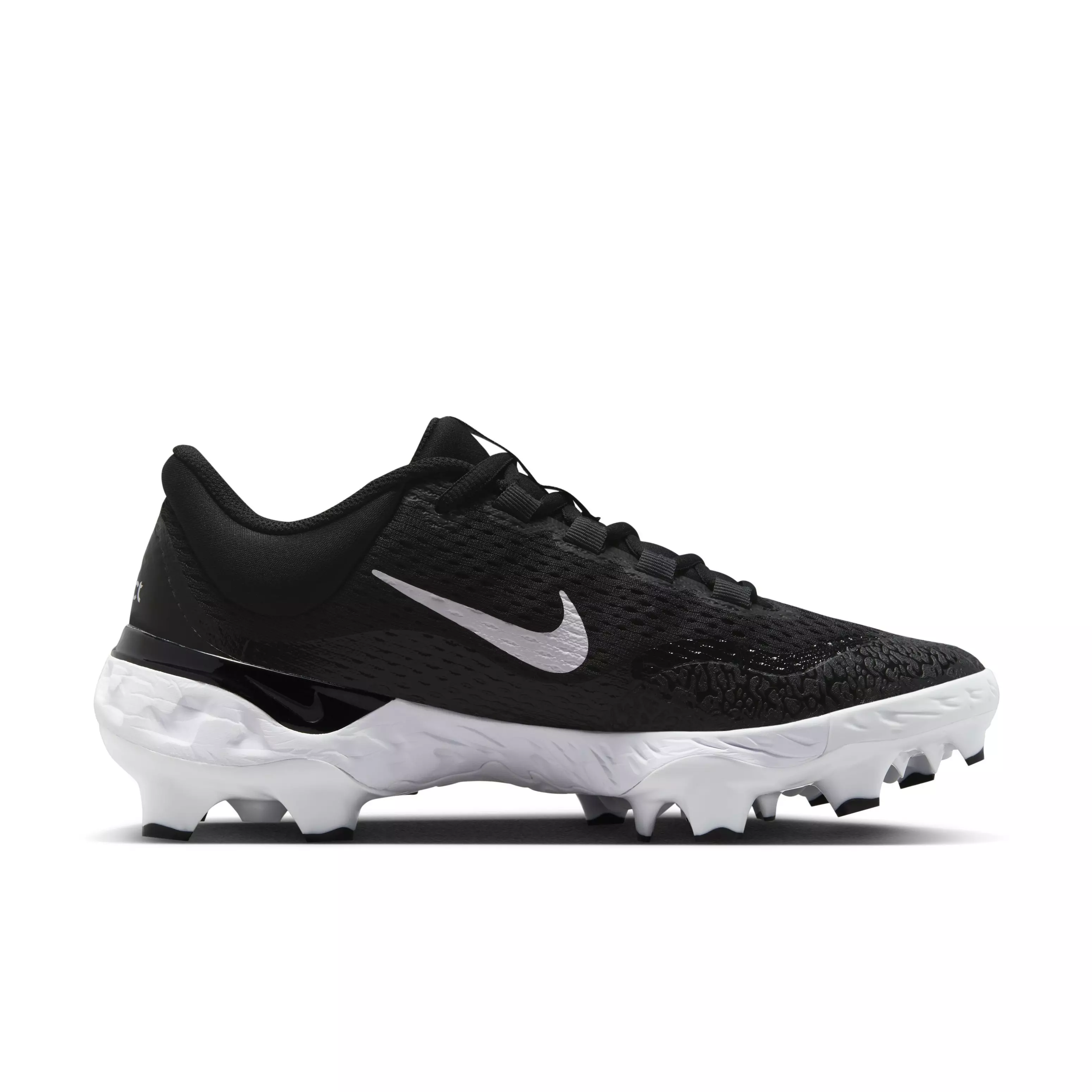 Nike Alpha Huarache Elite 4 Low "Black/White/Blue Tint/Anthracite" Men's Baseball Cleat - BLACK/WHITE/GREY