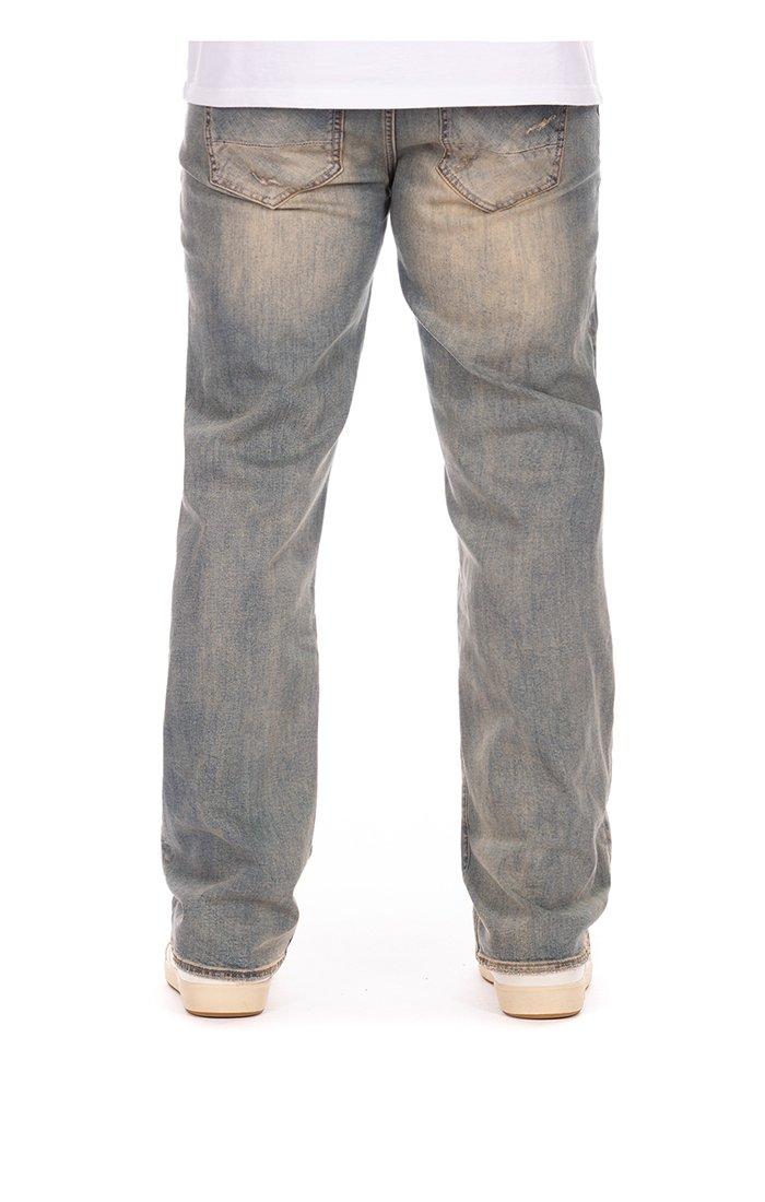 AKOO Men's Spike Medium Blue Wash Denim Jeans - BLUE