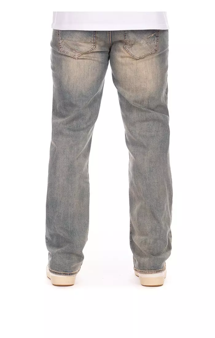 AKOO Men's Spike Medium Blue Wash Denim Jeans - BLUE