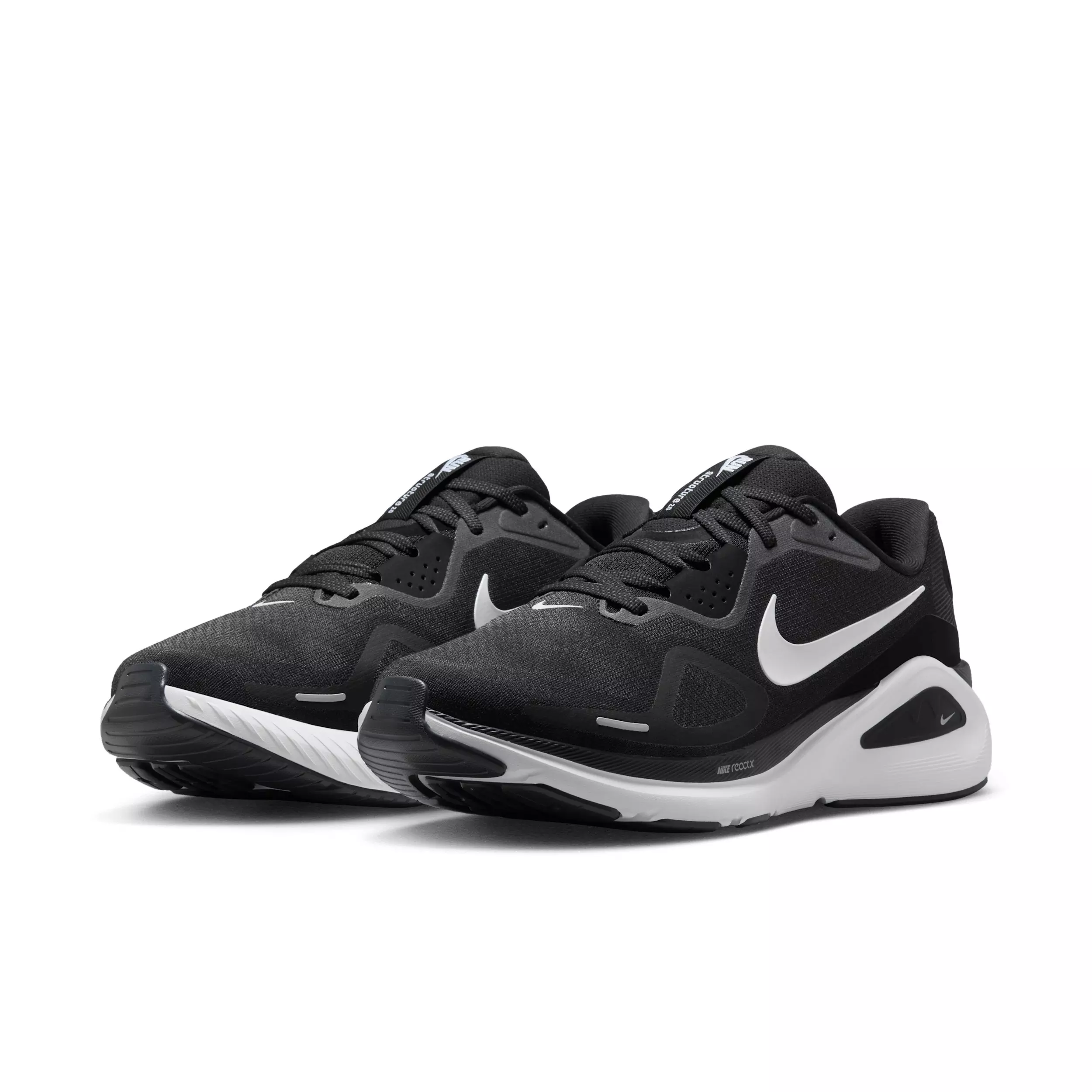 Nike Structure 26 "Black/Wolf Grey/Metallic Silver/White" Men's Wide Running Shoe - BLACK/GREY/SILVER/WHITE