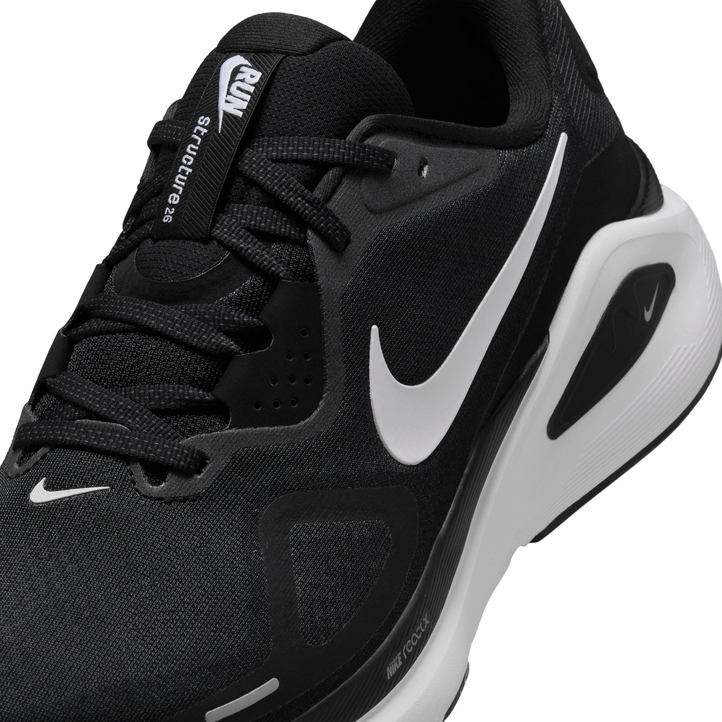 Nike Structure 26 "Black/Wolf Grey/Metallic Silver/White" Men's Wide Running Shoe - BLACK/GREY/SILVER/WHITE Thumbnail View 7