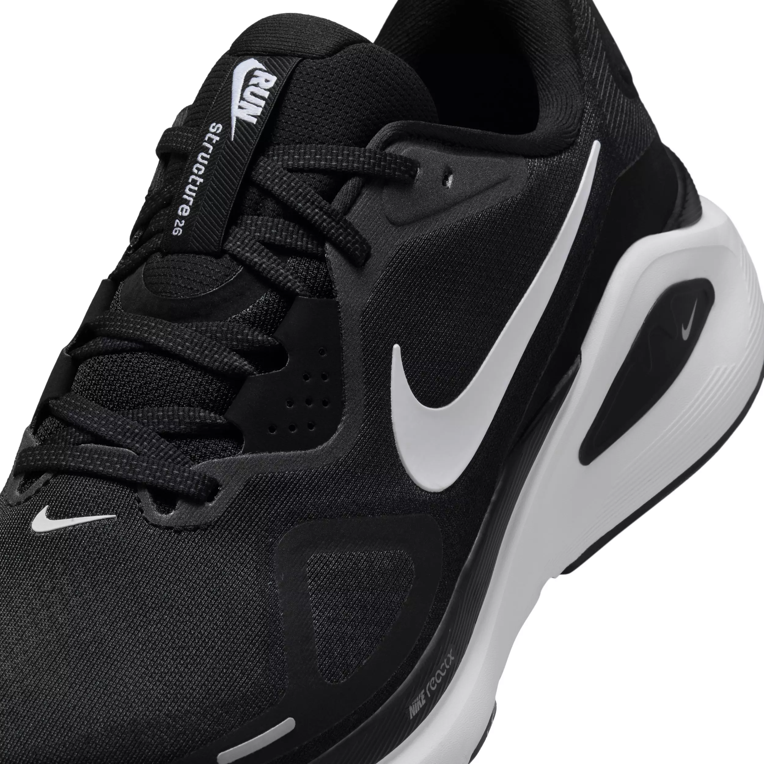 Nike Structure 26 "Black/Wolf Grey/Metallic Silver/White" Men's Wide Running Shoe - BLACK/GREY/SILVER/WHITE