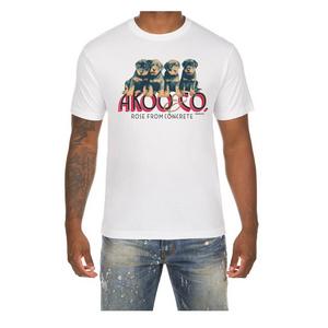 AKOO Men's Puppies Rose Short Sleeve Graphic Tee - White - WHITE