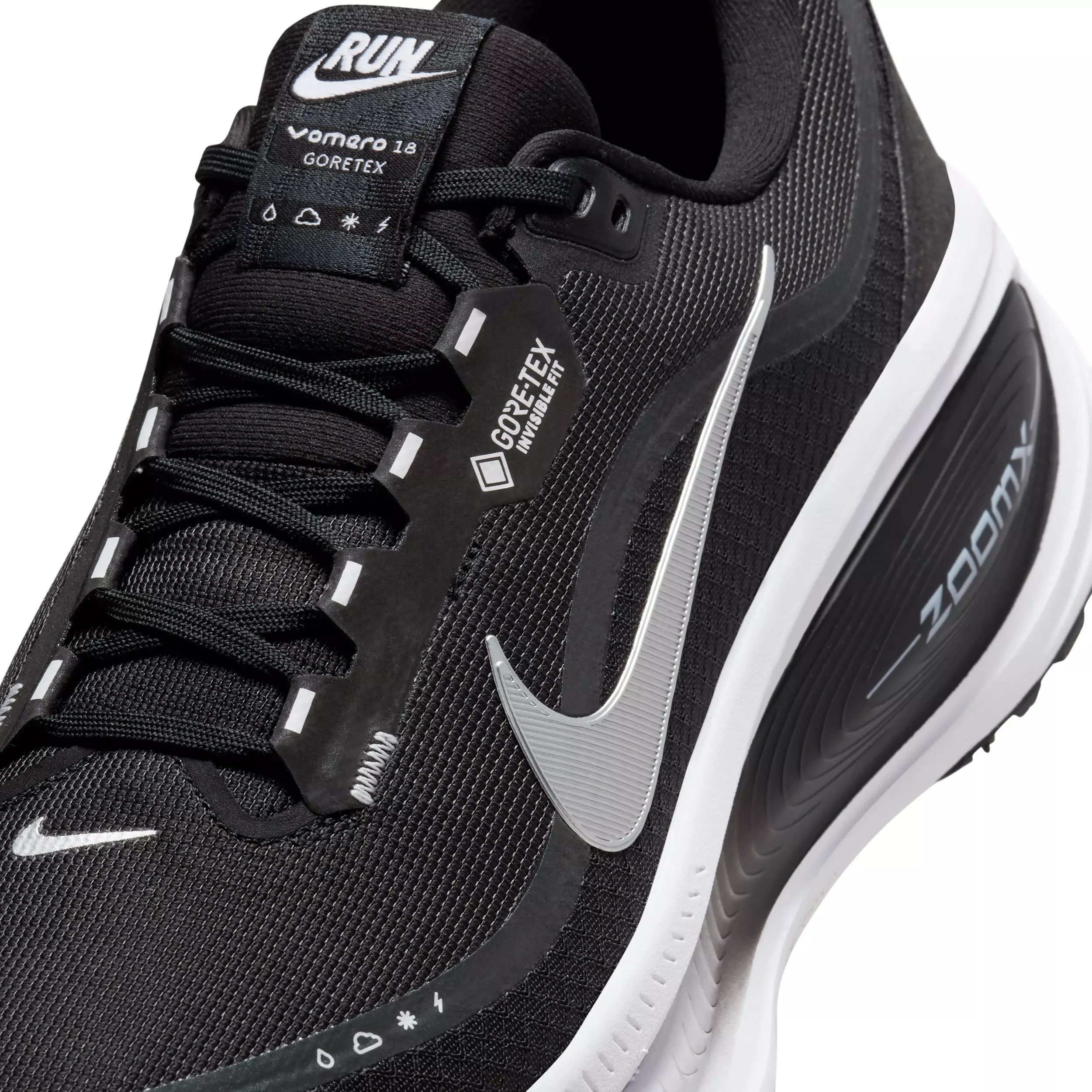 Nike Vomero 18 GORE-TEX "Black/Anthracite/White/Metallic Silver" Men's Running Shoe - BLACK/ANTHRACITE/WHITE/SILVER
