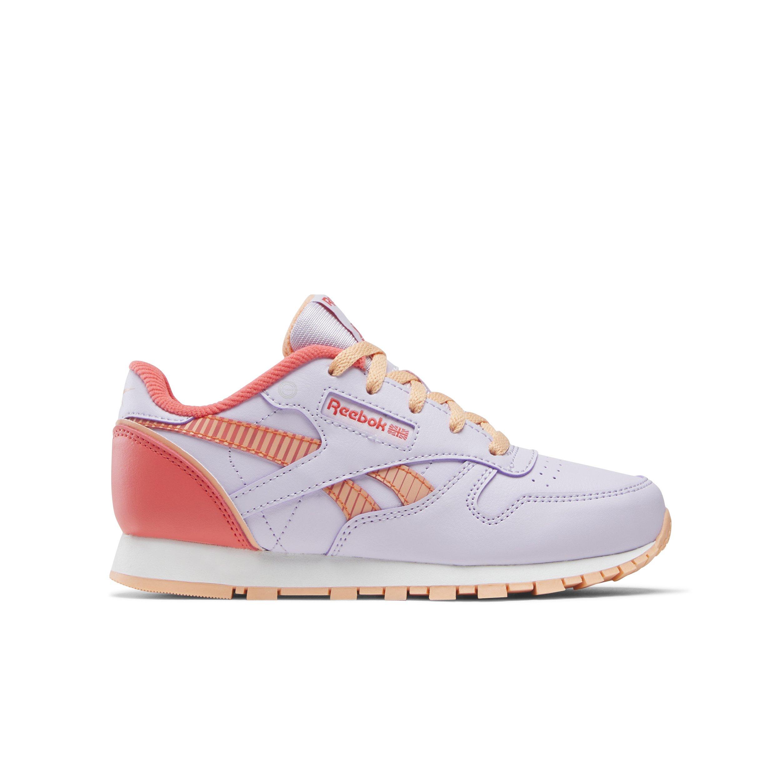 Reebok Classic Leather Preschool Girls' "Light Purple/Orange" Shoe