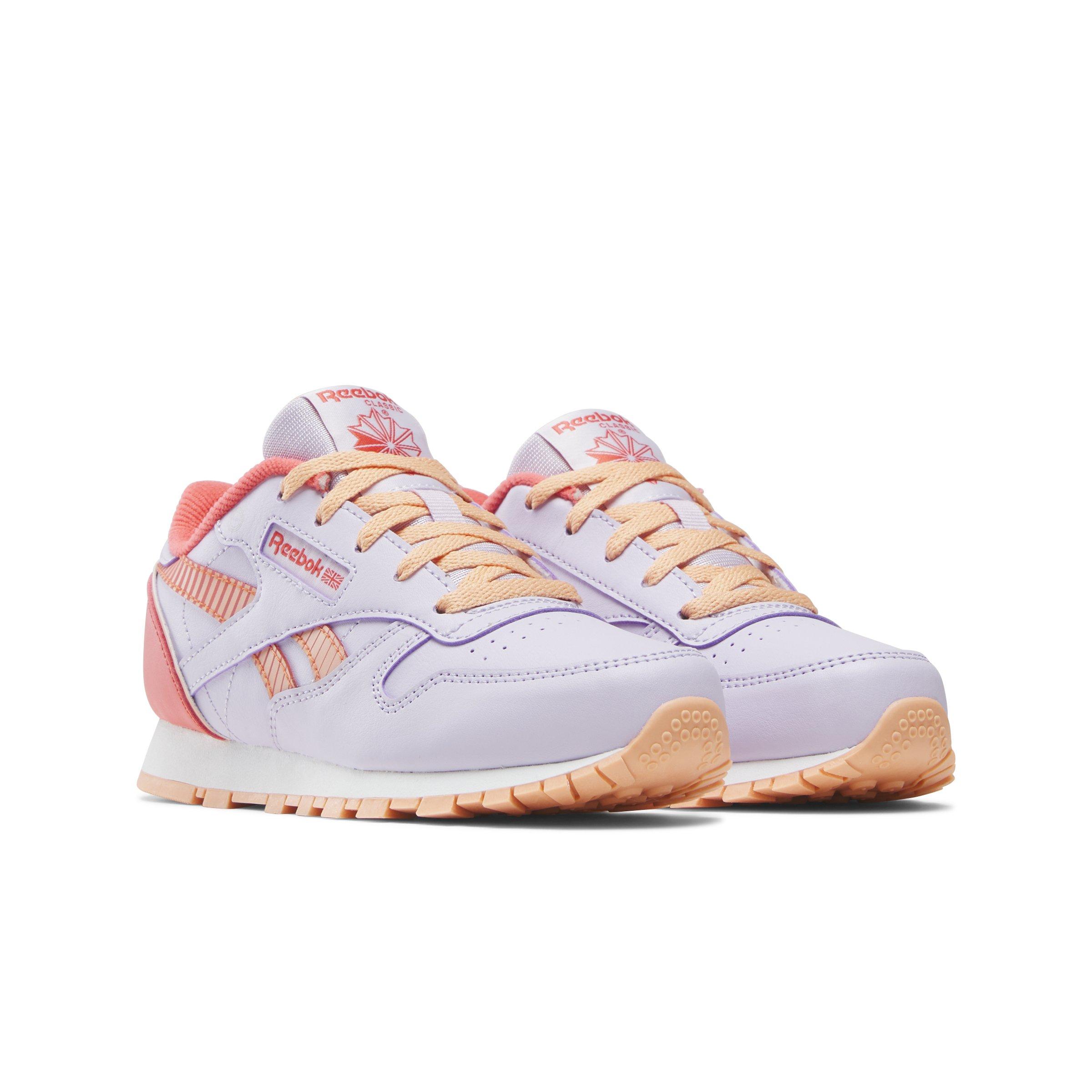 Reebok Classic Leather Preschool Girls' "Light Purple/Orange" Shoe