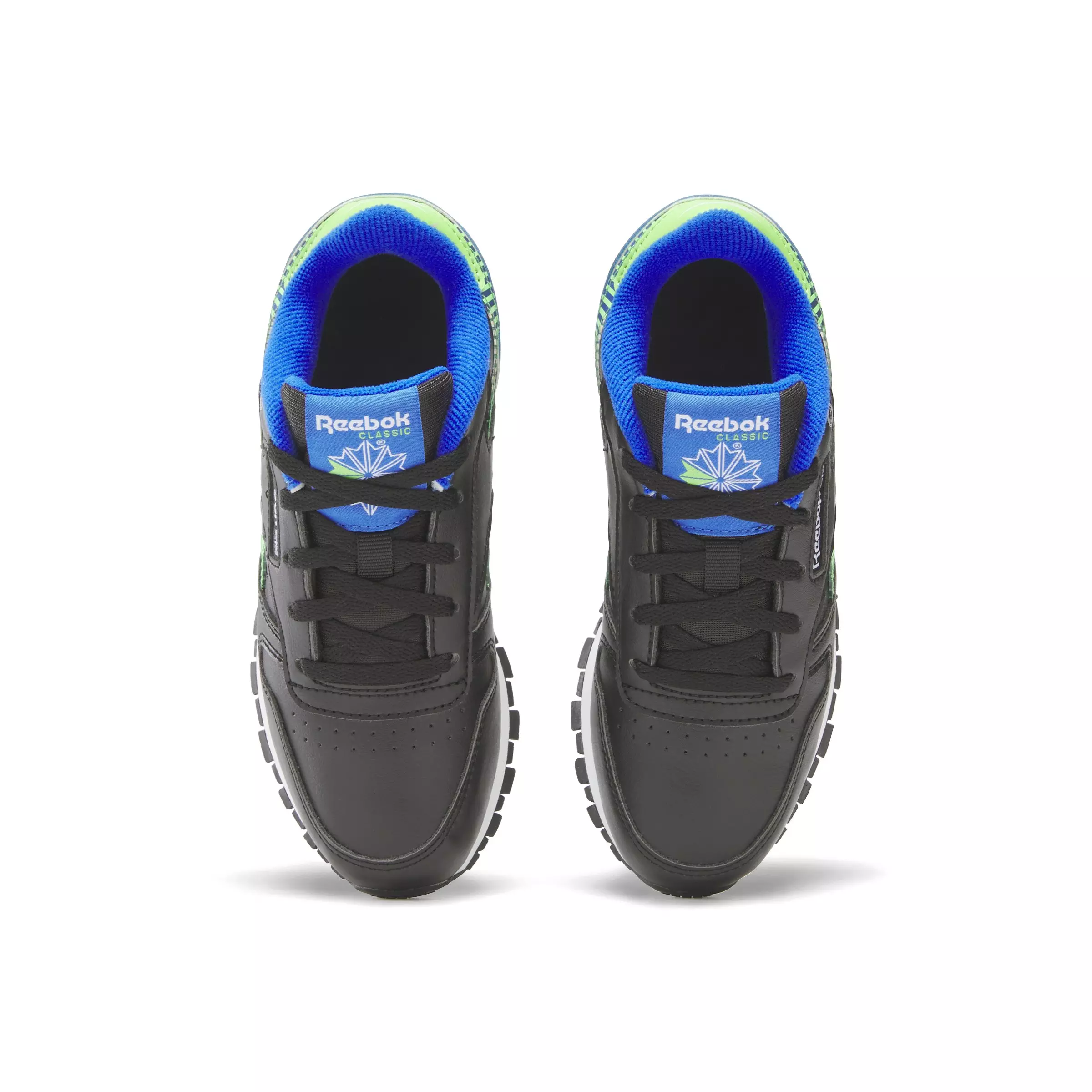 Reebok Classic Leather "Black/Green/Blue" Preschool Boys' Shoe - BLACK/GREEN/BLUE