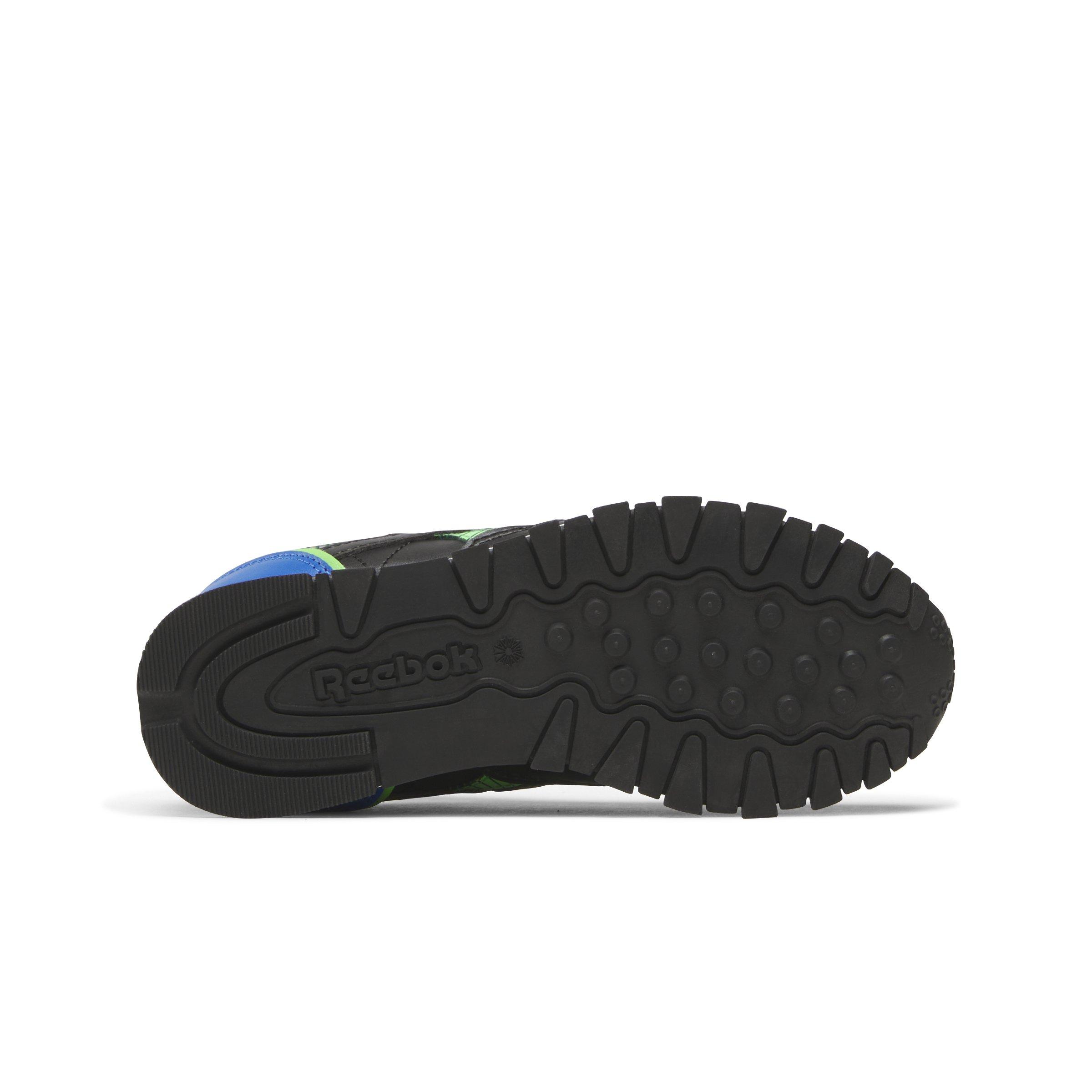 Reebok Classic Leather Preschool Boys' "Black/Green/Blue" Shoe