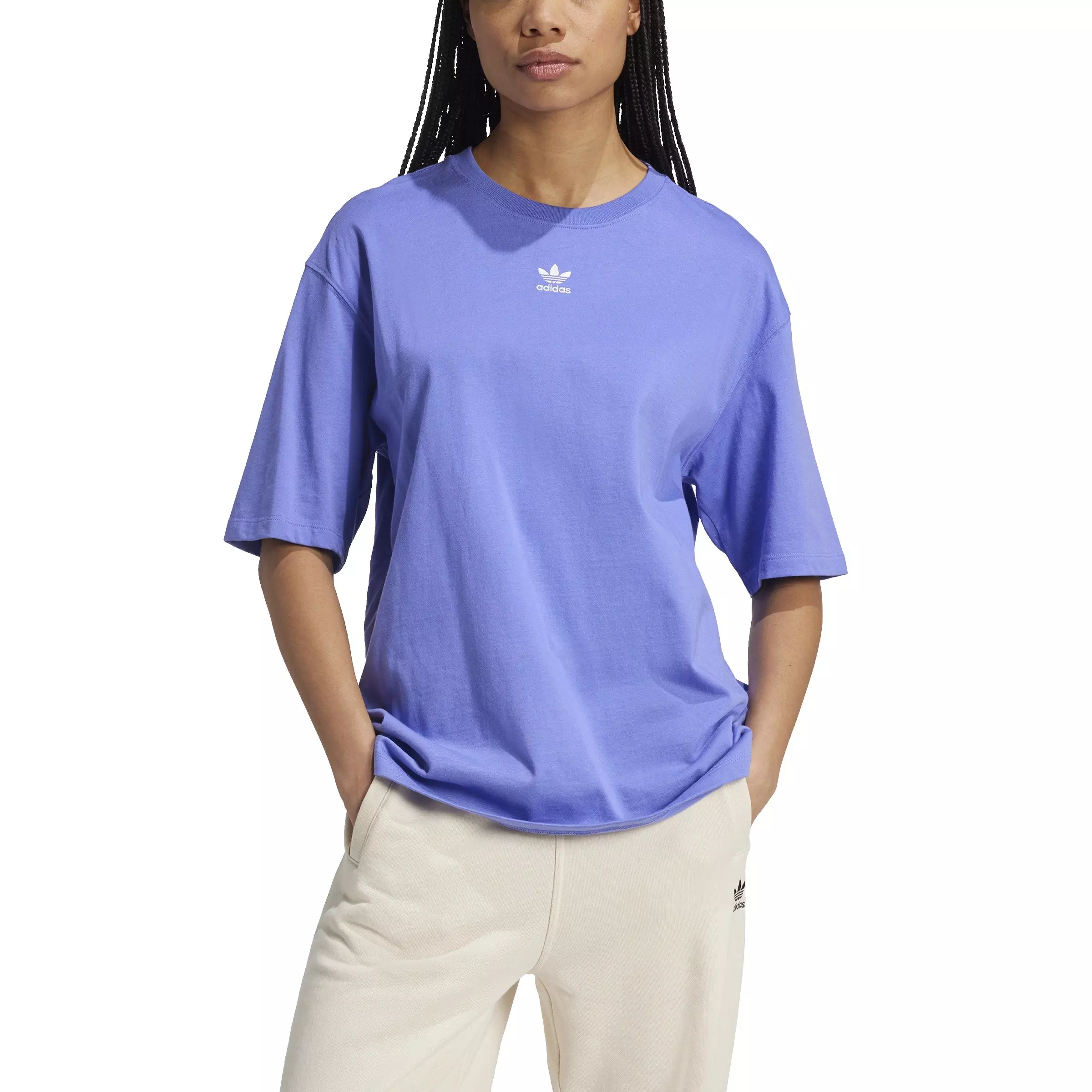 adidas Originals Women's Essentials Boyfriend Loose Tee -Cobalt Blue - COBALT BLUE