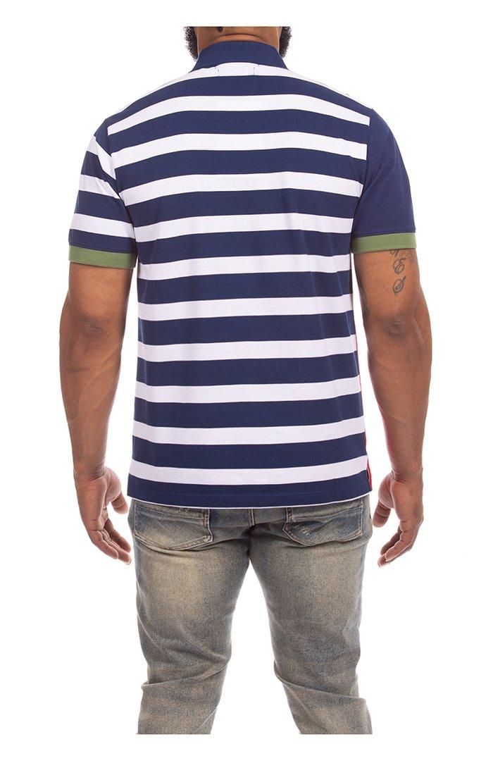 AKOO Men's Coppin Short Sleeve Polo - Blue/White - BLUE/WHITE