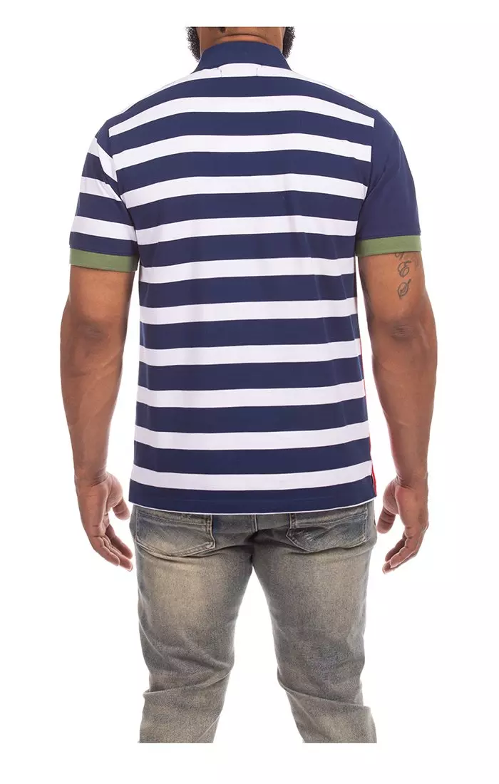 AKOO Men's Coppin Short Sleeve Polo - Blue/White - BLUE/WHITE