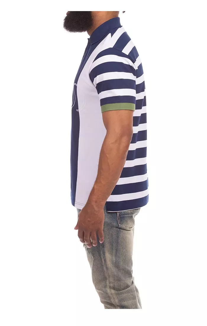 AKOO Men's Coppin Short Sleeve Polo - Blue/White - BLUE/WHITE