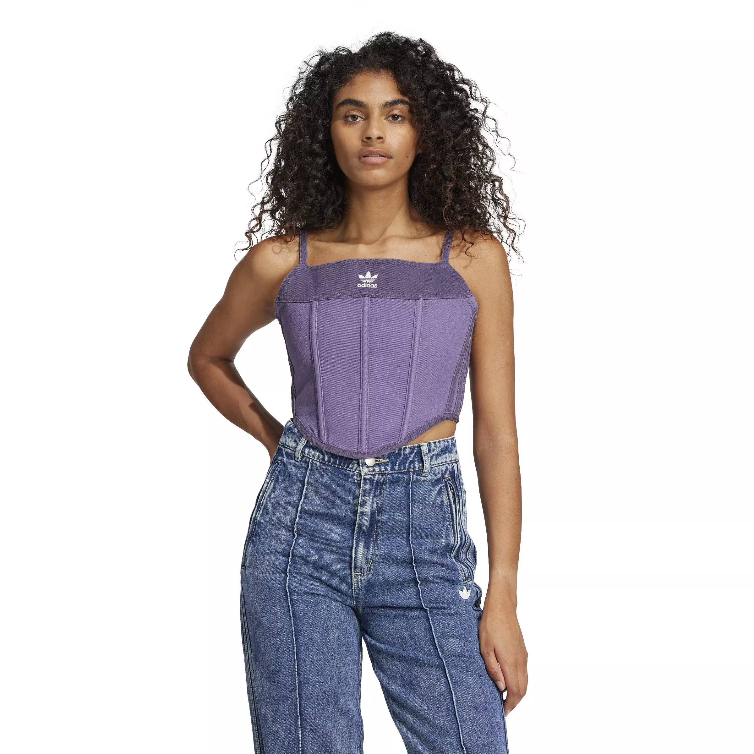 adidas Originals Women's Ksenia Schnaider Denim Corset-Purple - PURPLE