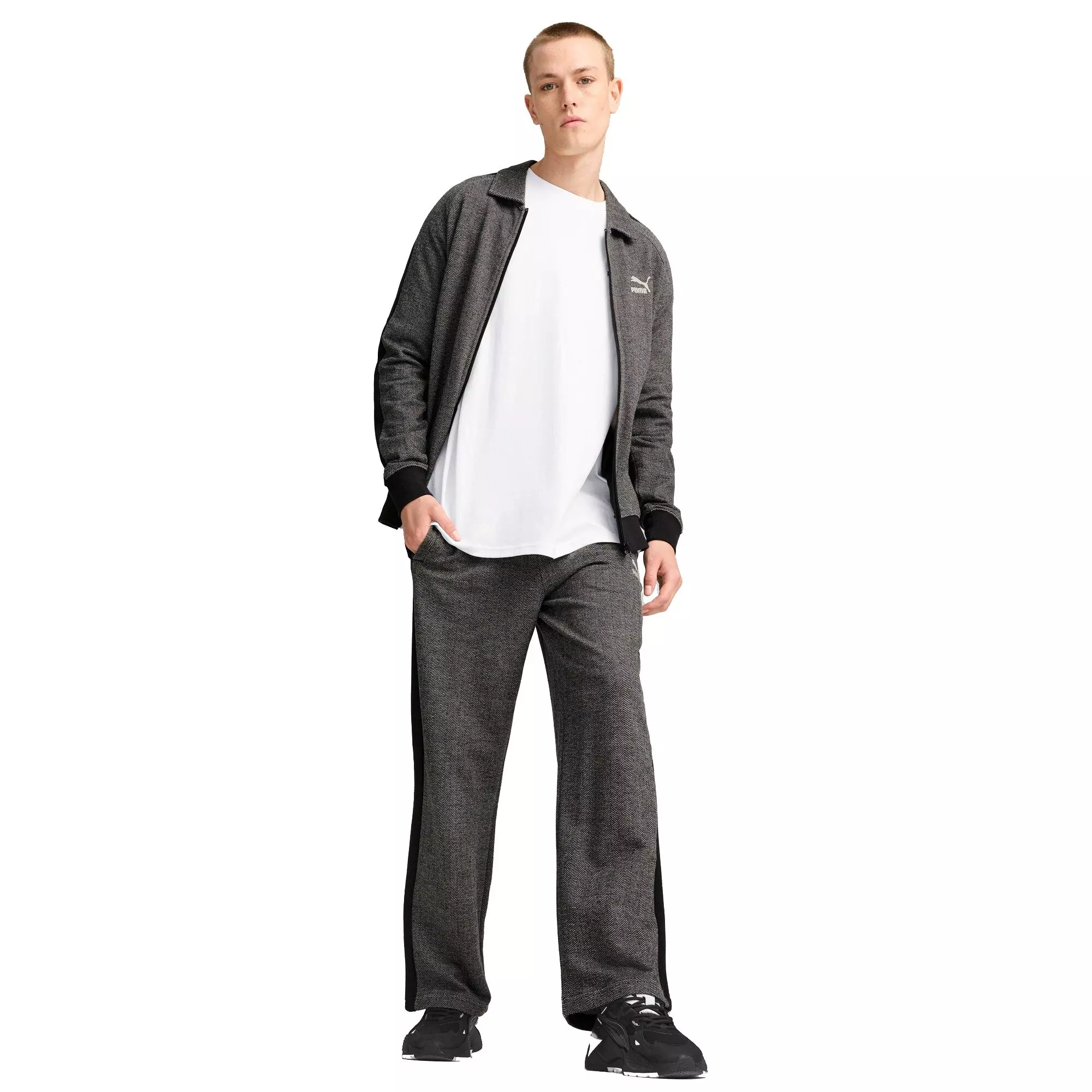 PUMA Men's T7 Track Jacket -Black/White - BLACK/WHITE