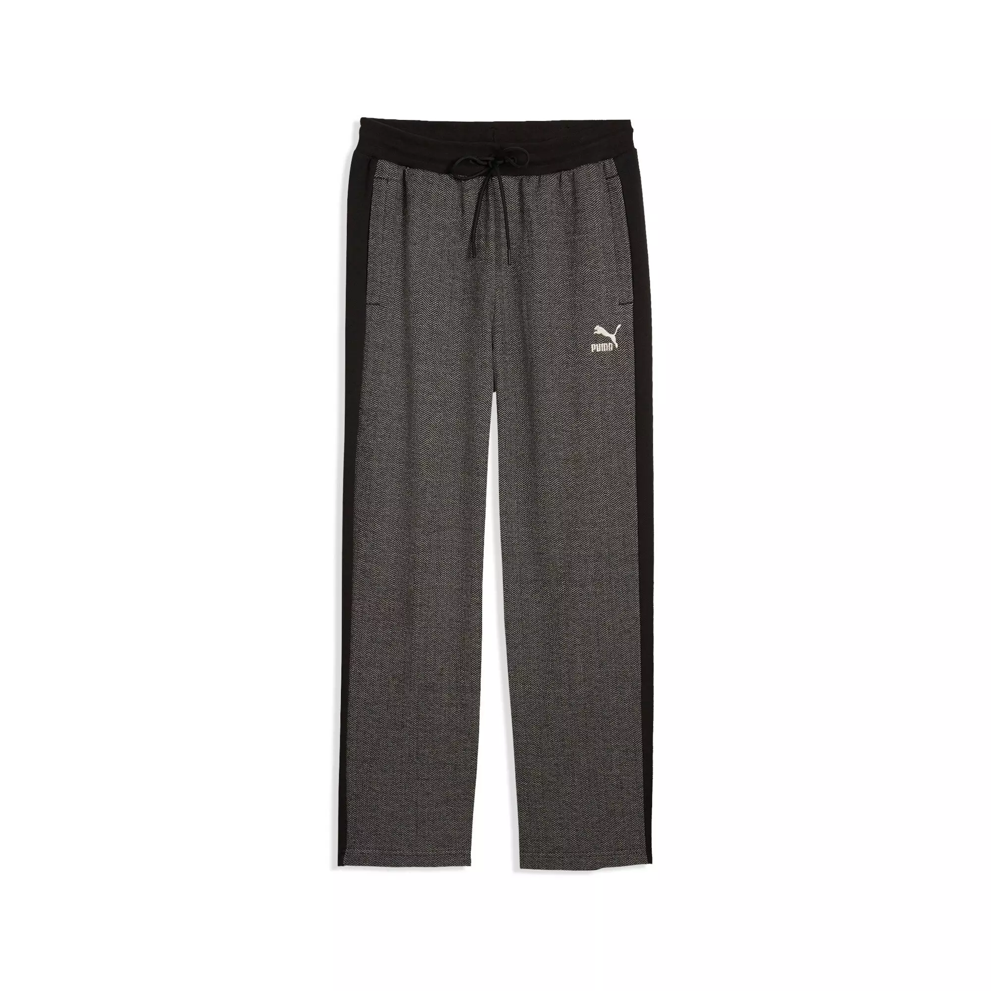 PUMA Men's T7 Relaxed Track Pants -Black/White - BLACK/WHITE