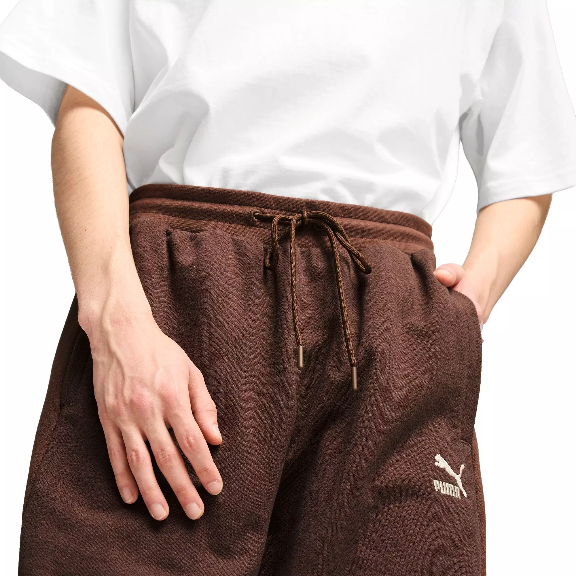 PUMA Men's T7 Relaxed Track Pants -Brown - BROWN