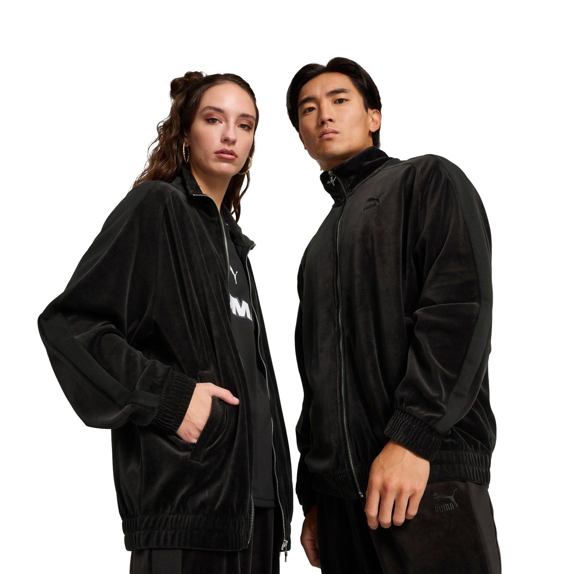 PUMA Men's T7 Oversized Velour Track Jacket -Black - BLACK Thumbnail View 1