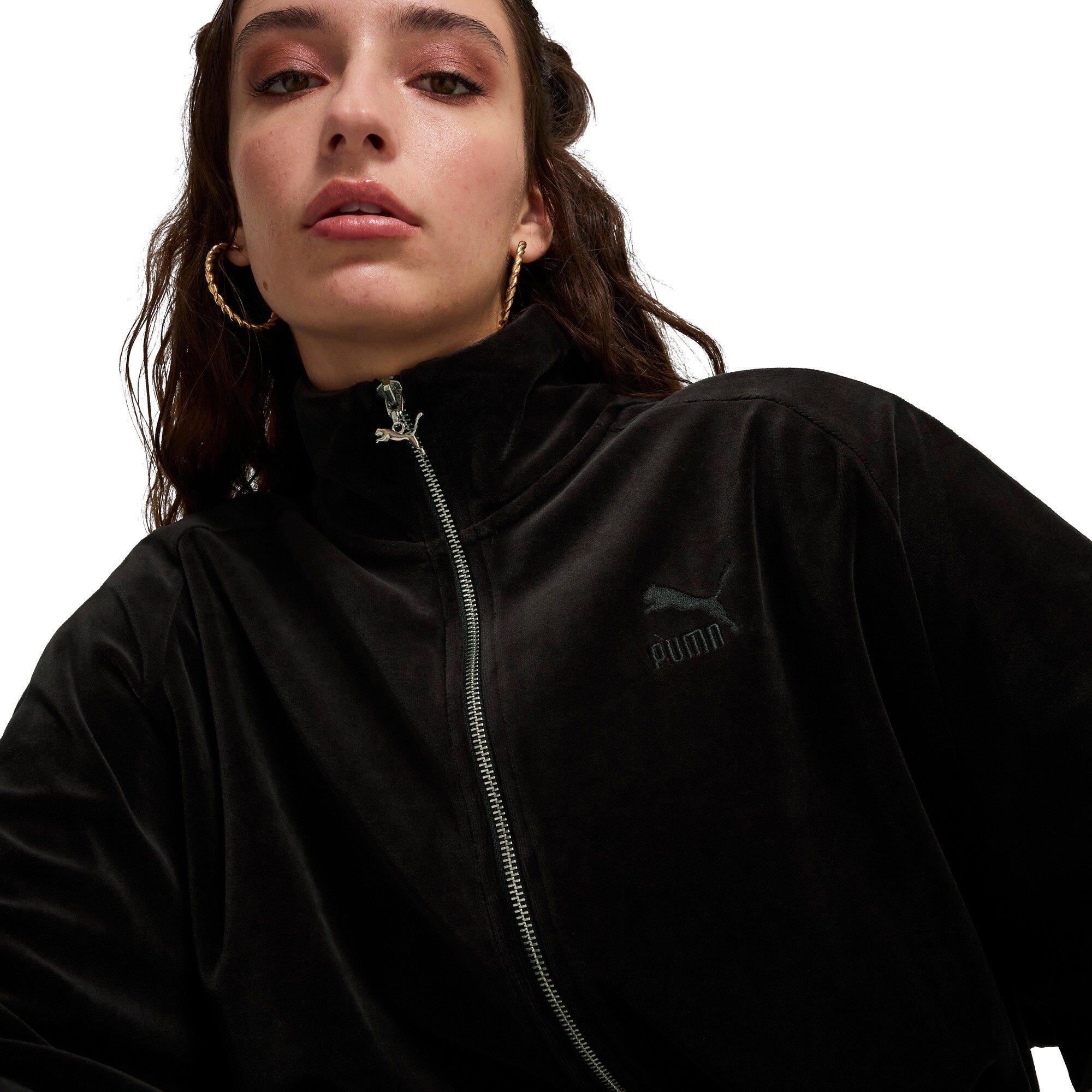 PUMA Men's T7 Oversized Velour Track Jacket -Black - BLACK Thumbnail View 3