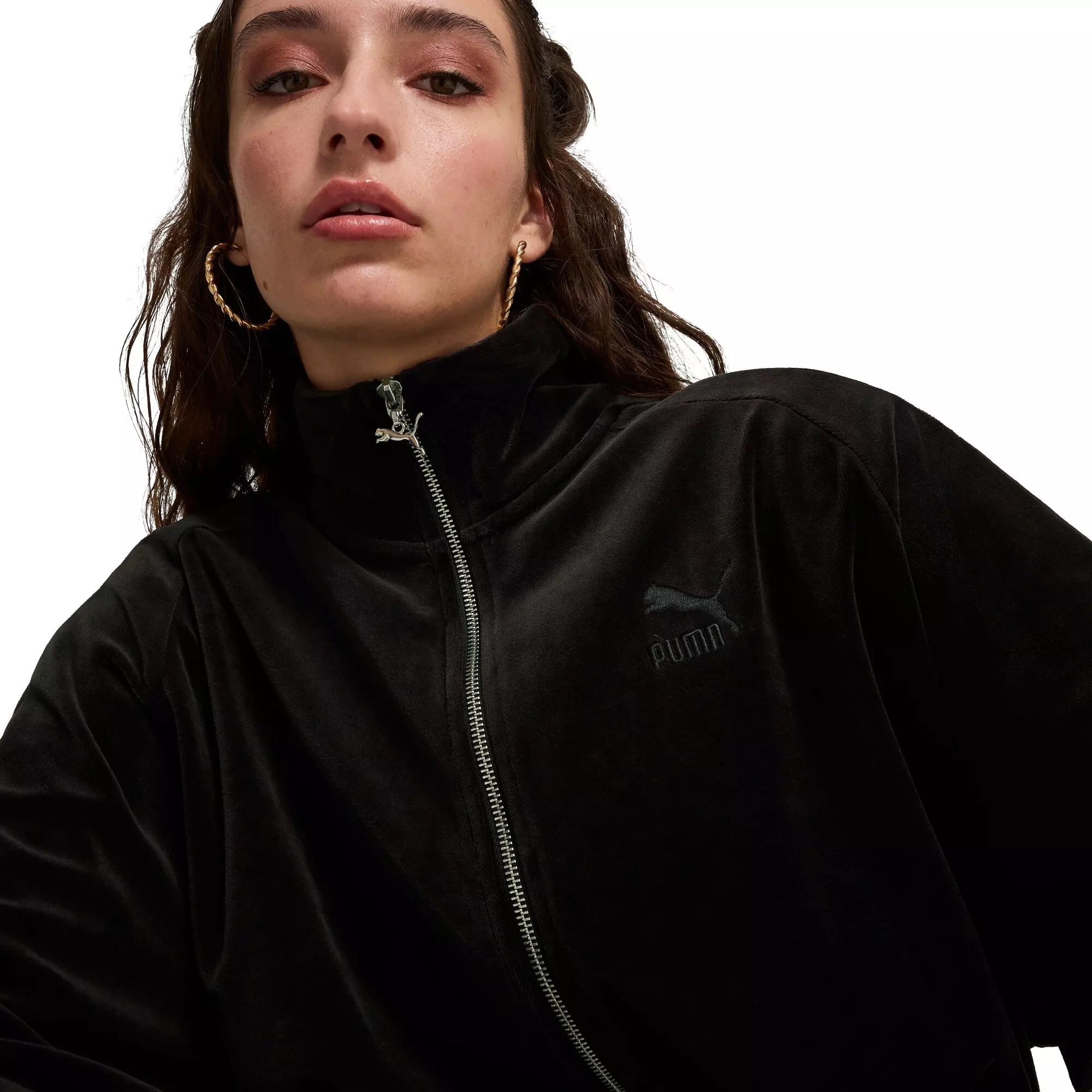 PUMA Men's T7 Oversized Velour Track Jacket -Black - BLACK