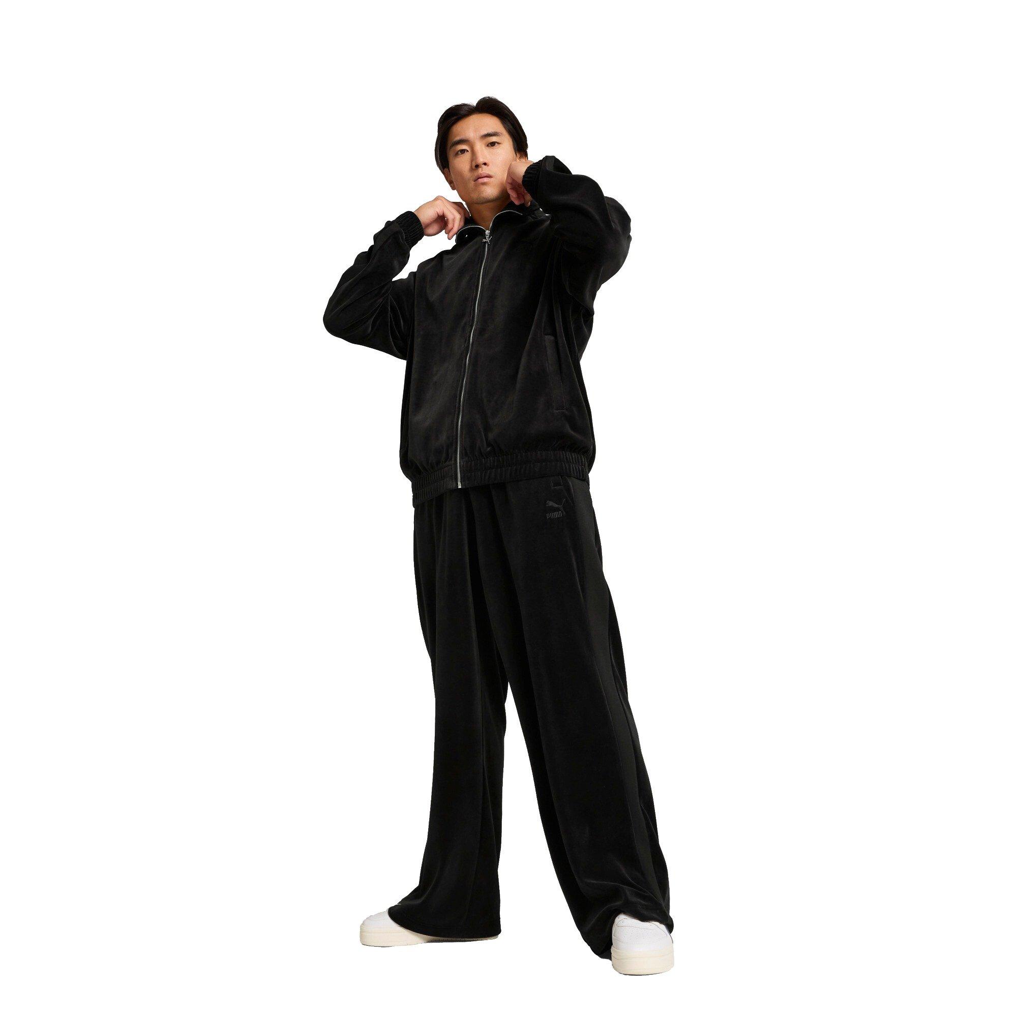 PUMA Men's T7 Oversized Velour Track Jacket -Black - BLACK Thumbnail View 5