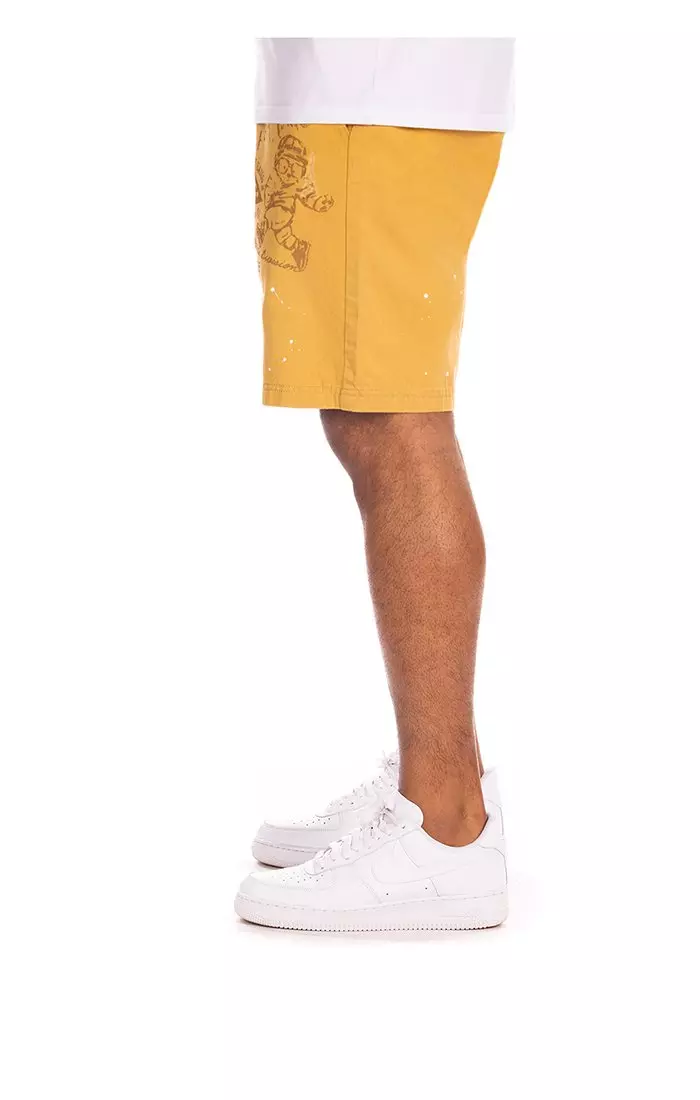 Hustle Gang Men's Lissom Shorts - Yellow - YELLOW