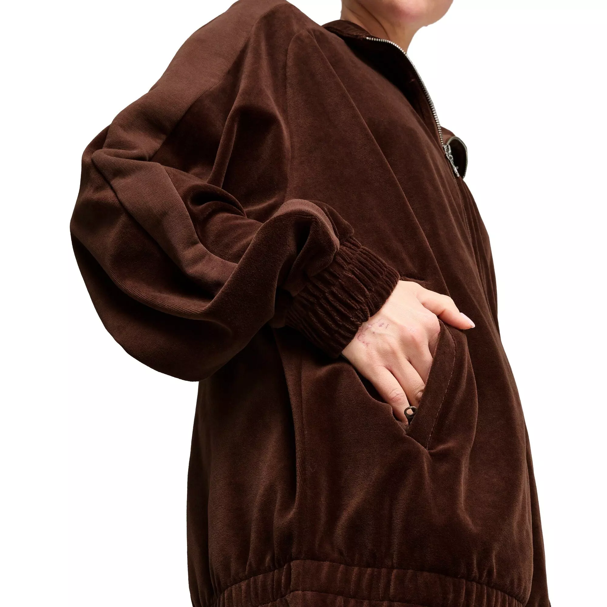 PUMA Men's T7 Oversized Velour Track Jacket -Brown - BROWN