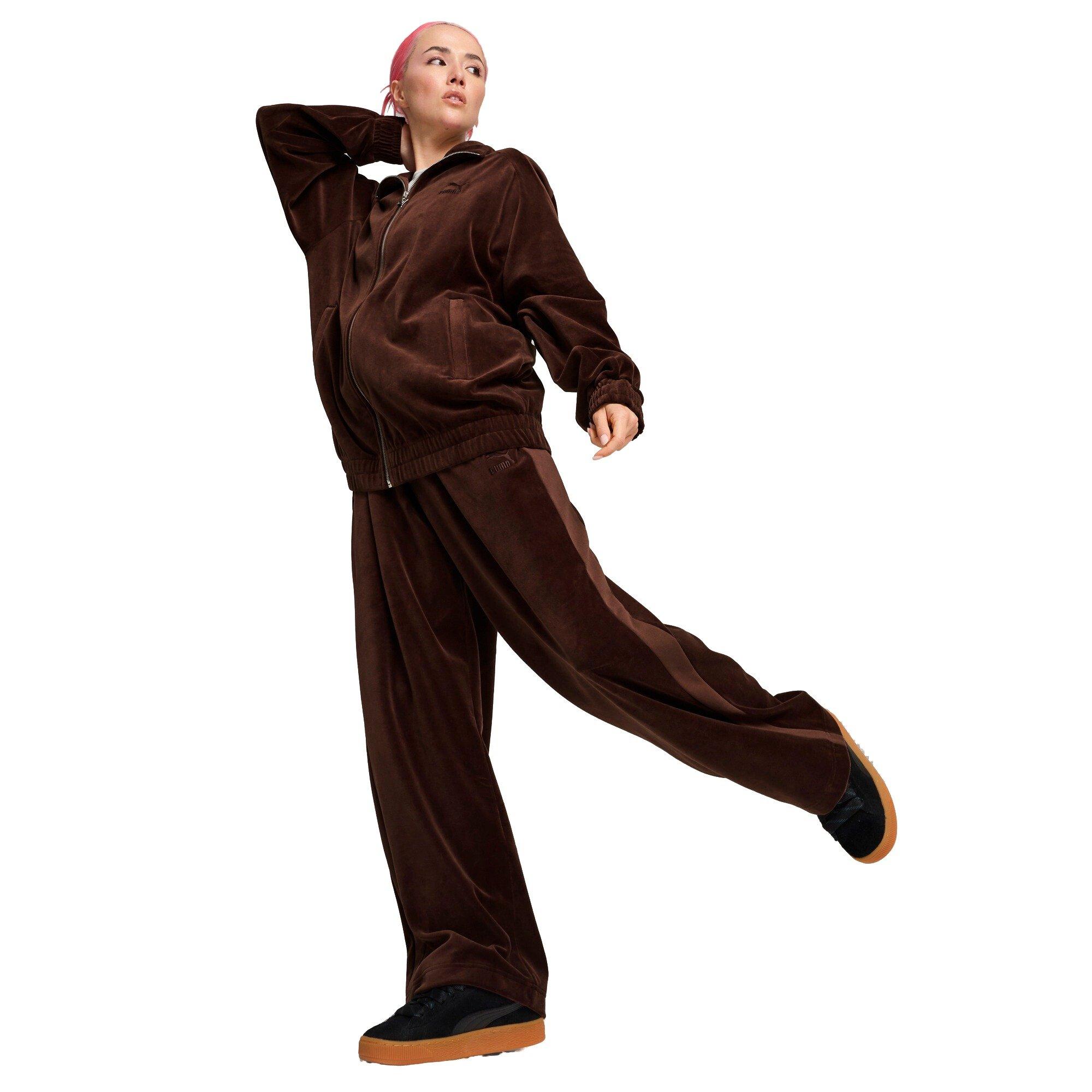 PUMA Men's T7 Oversized Velour Track Jacket -Brown - BROWN Thumbnail View 5