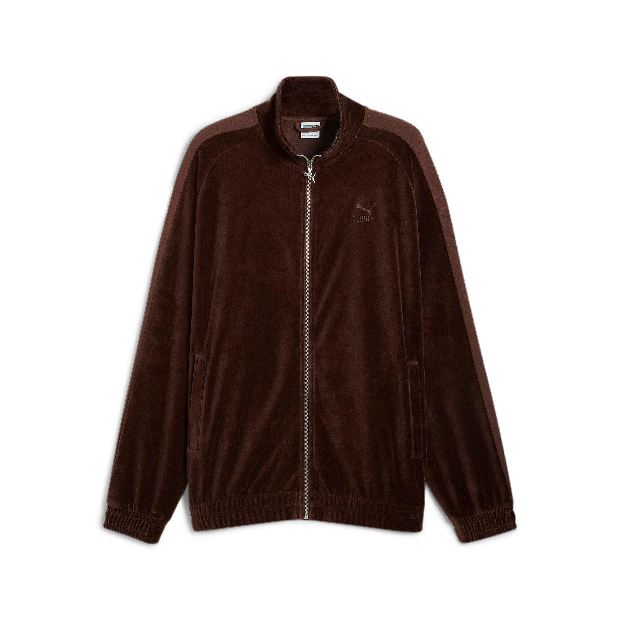 PUMA Men's T7 Oversized Velour Track Jacket -Brown - BROWN Thumbnail View 6