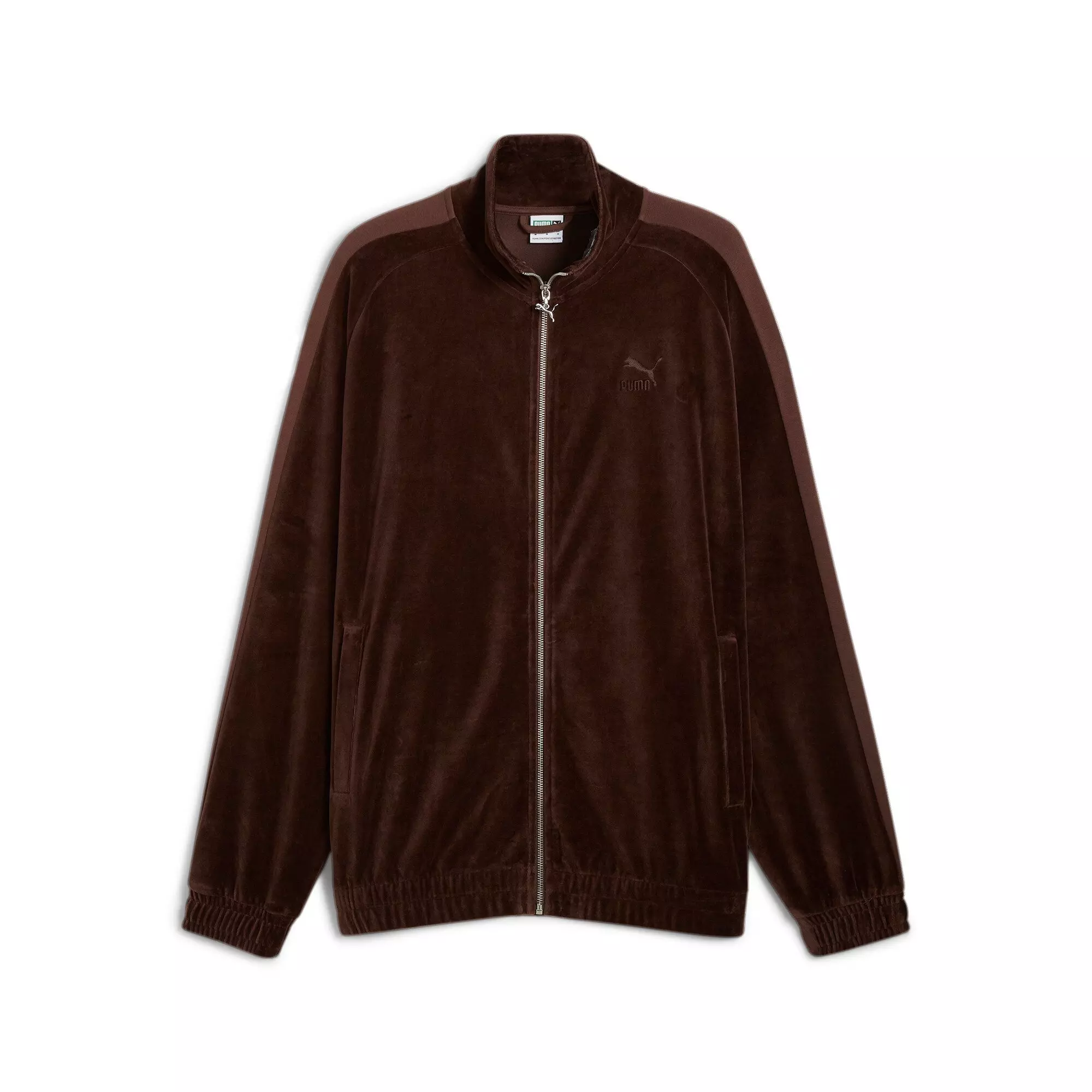 PUMA Men's T7 Oversized Velour Track Jacket -Brown - BROWN