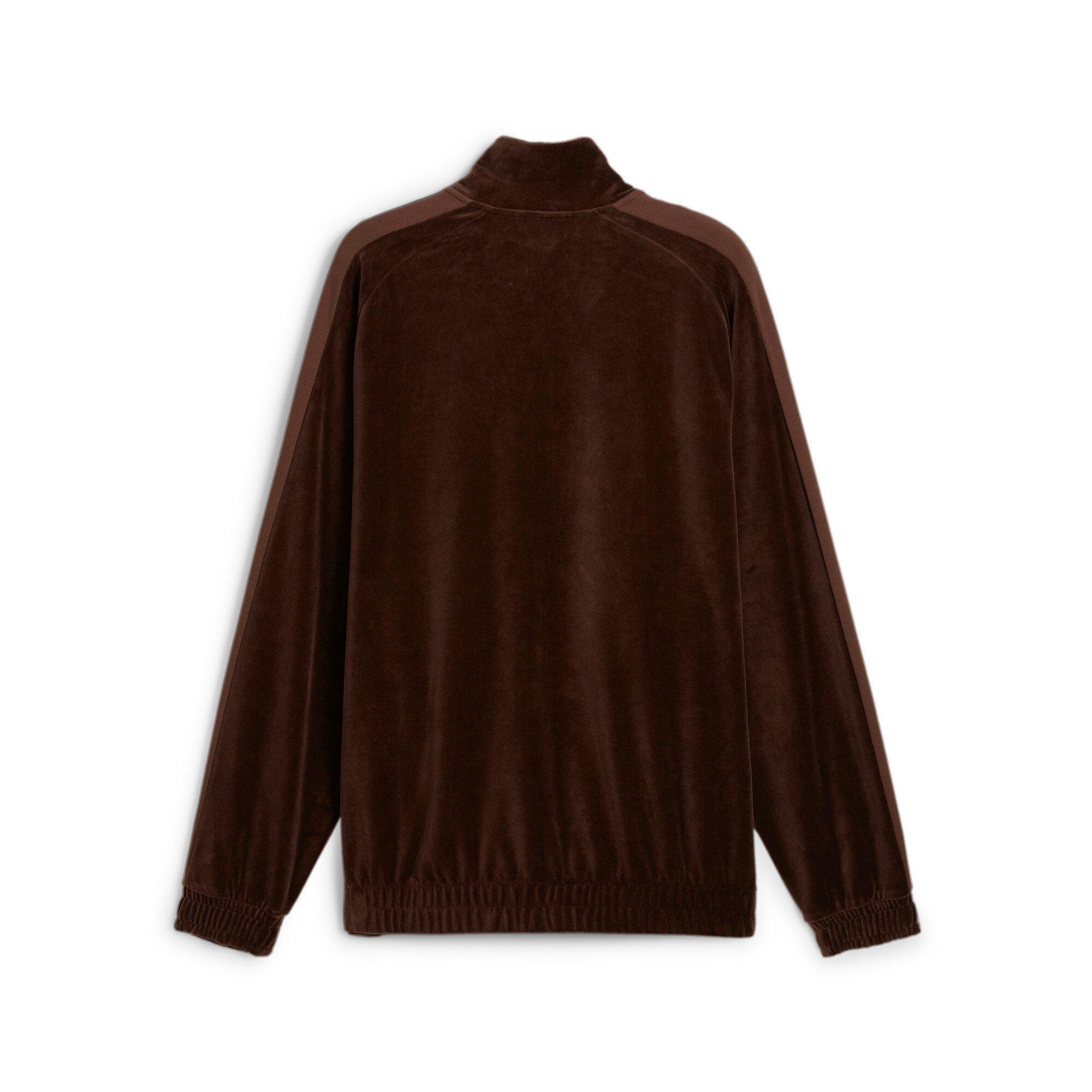 PUMA Men's T7 Oversized Velour Track Jacket -Brown - BROWN Thumbnail View 7