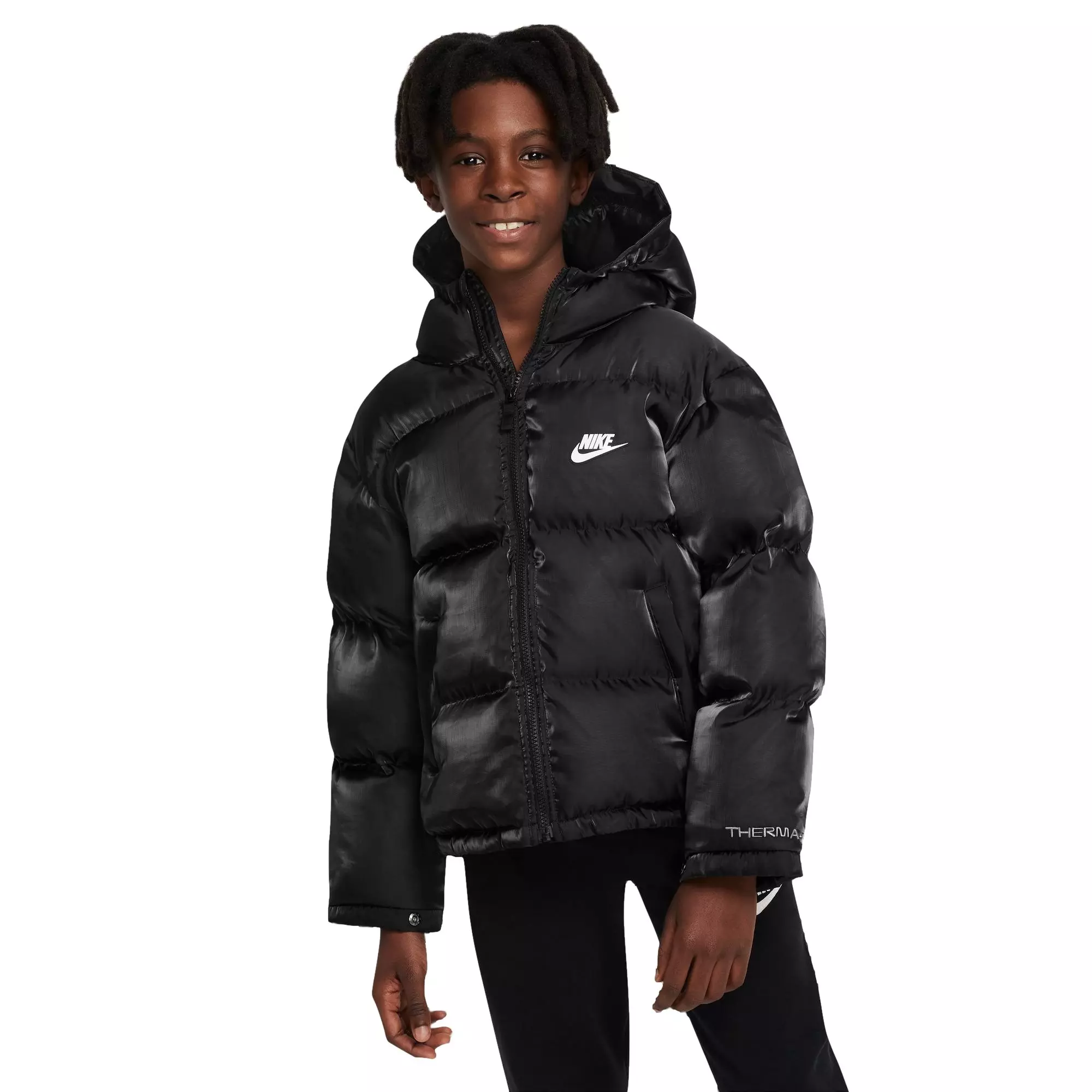 Nike Big Kids' Synthetic Fill Hooded Puffer Jacket - Black - BLACK