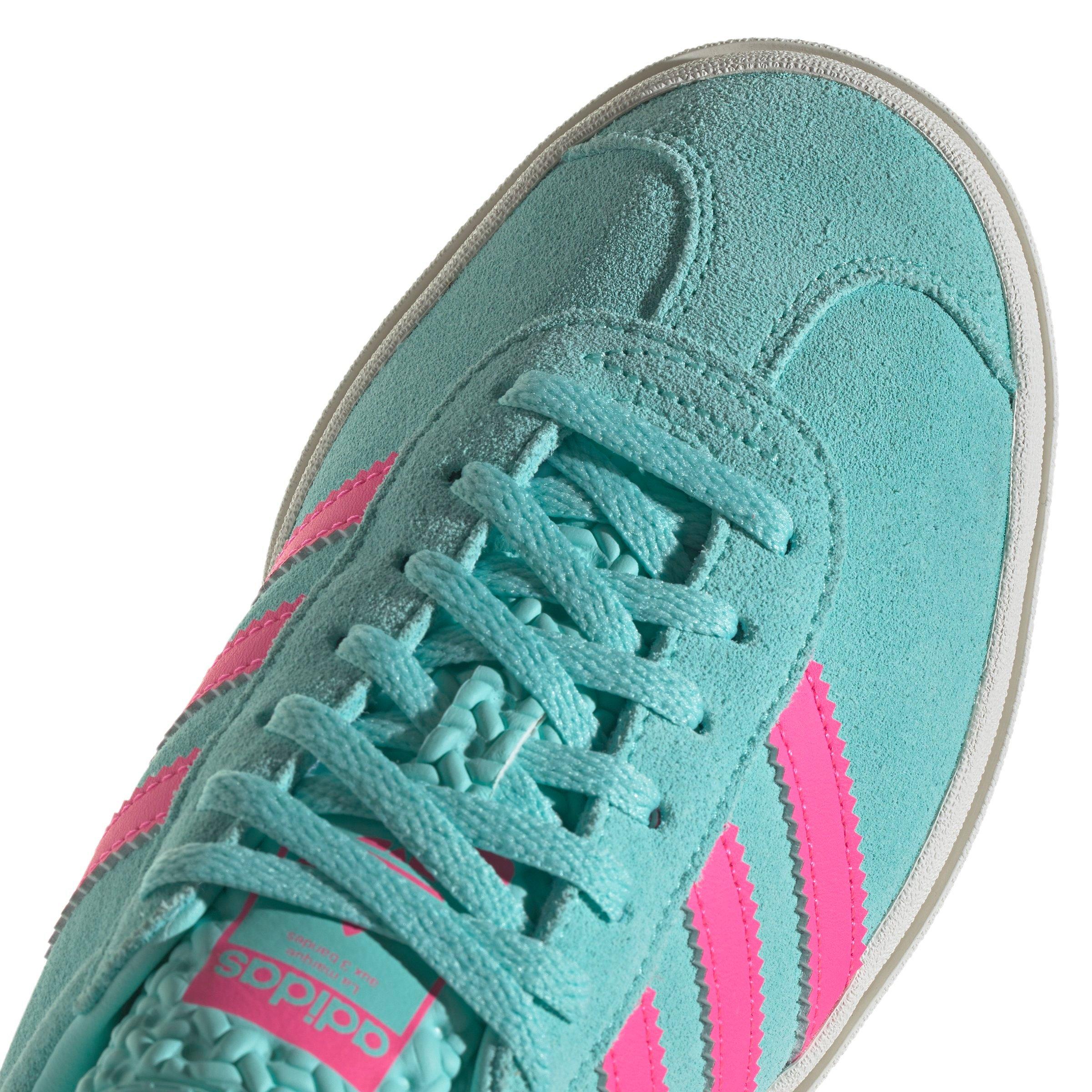 adidas Originals Gazelle "Fla Aqua/Luc Pink/Ftwr White" Women's Shoe - AQUA/PINK/WHITE Thumbnail View 7