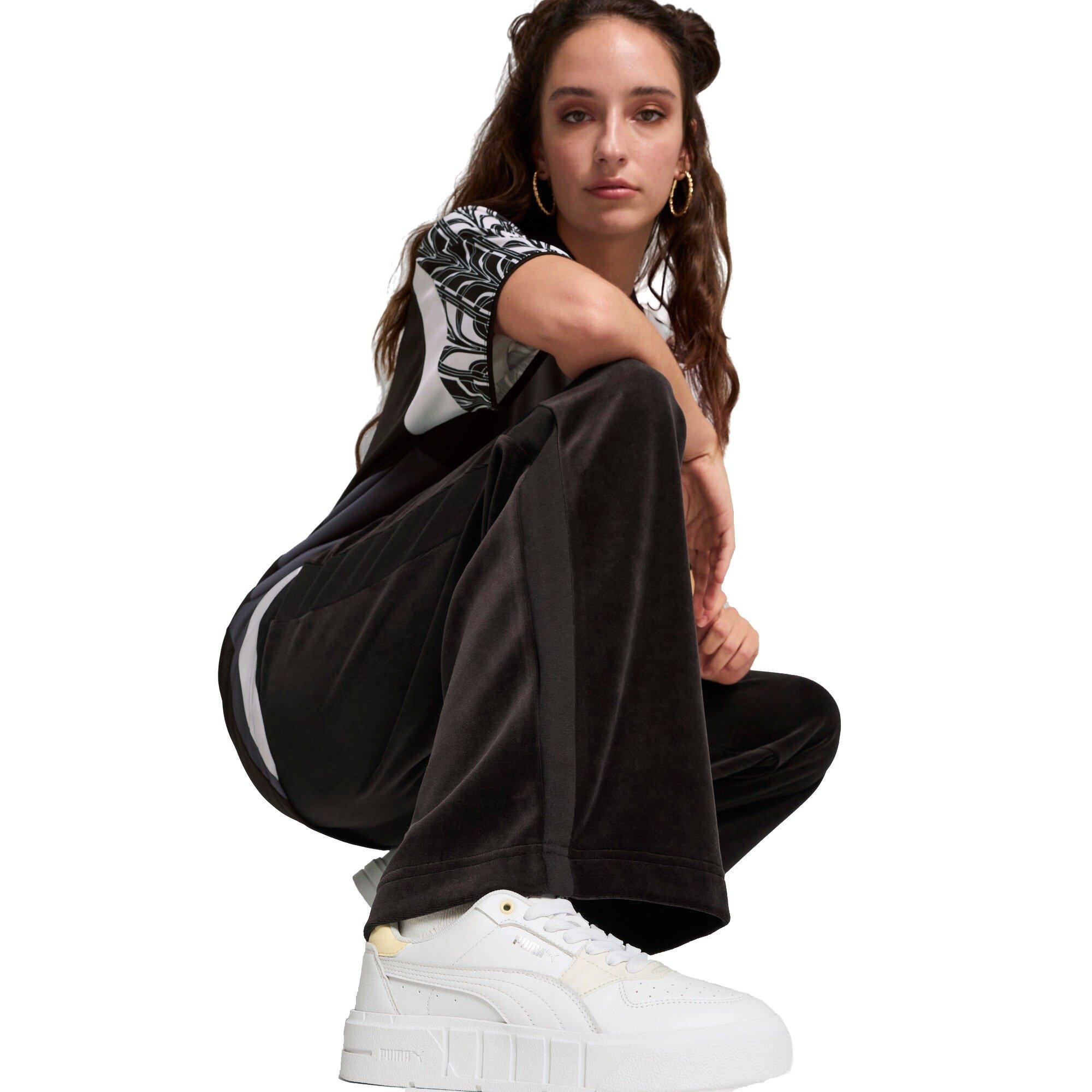 PUMA Men's T7 Oversized Velour Track Pants - Black - BLACK Thumbnail View 3