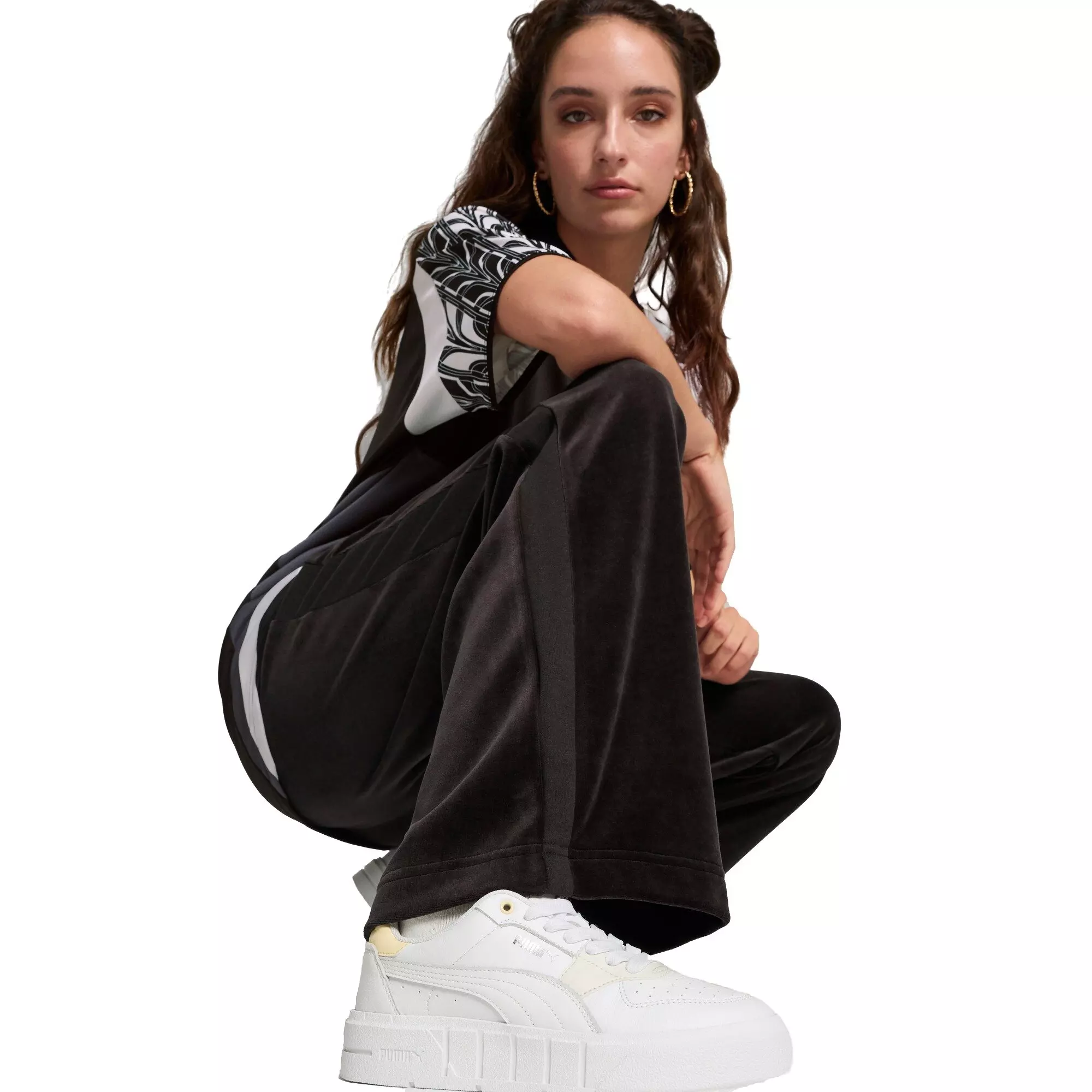 PUMA Men's T7 Oversized Velour Track Pants - Black - BLACK