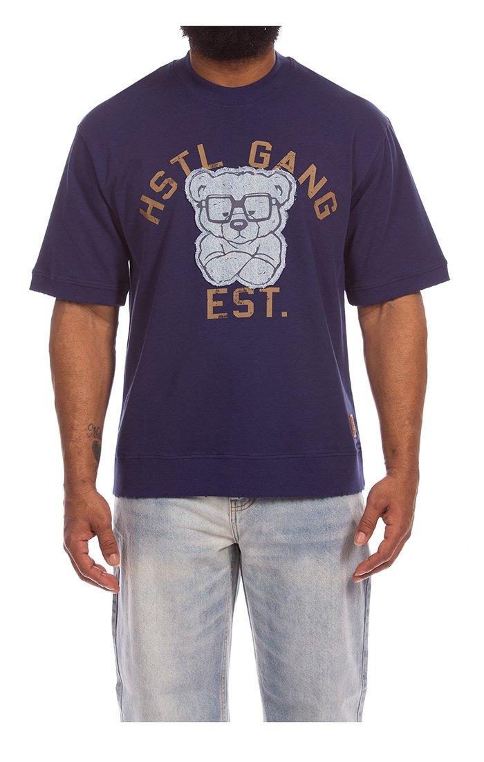 Hustle Gang Men's Neo Soil Knit Short Sleeve T-Shirt - Navy - NAVY
