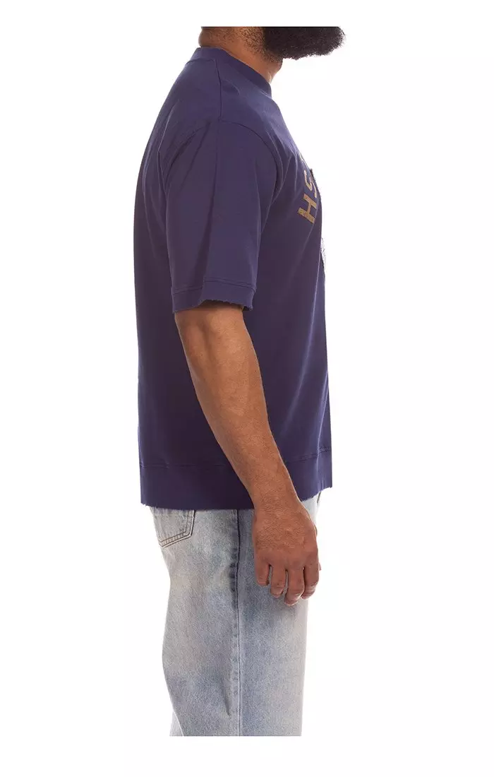Hustle Gang Men's Neo Soil Knit Short Sleeve T-Shirt - Navy - NAVY