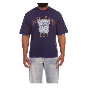 Hustle Gang Men's Neo Soil Knit Short Sleeve T-Shirt - Navy - NAVY