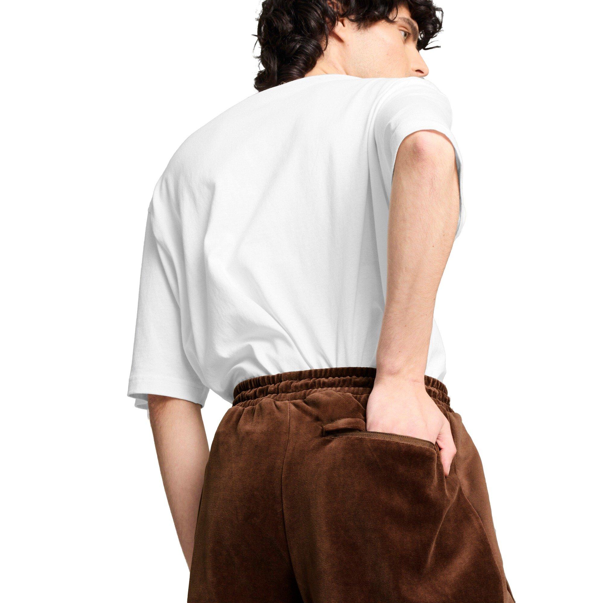 PUMA Men's T7 Oversized Velour Track Pants -Brown - BROWN Thumbnail View 4