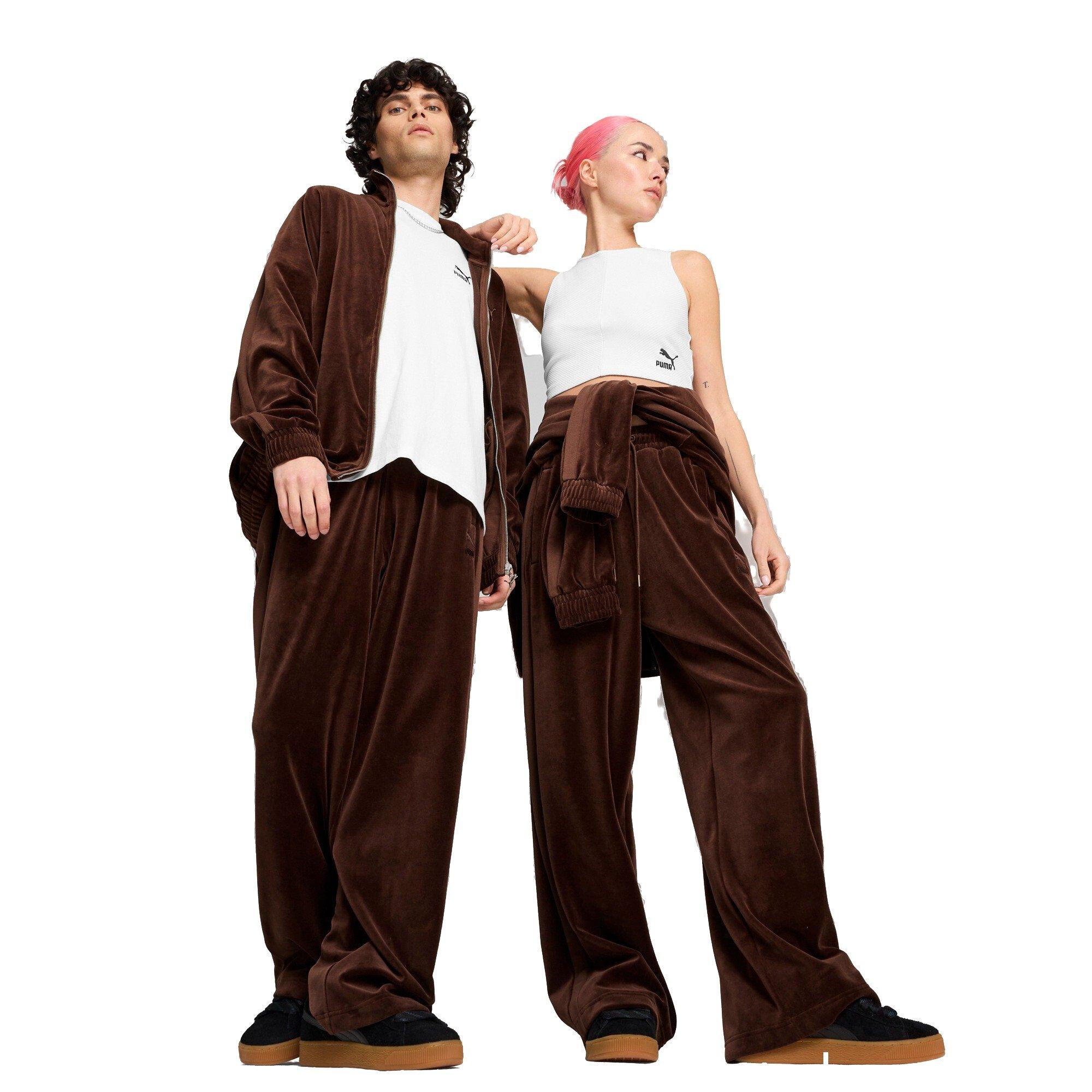 PUMA Men's T7 Oversized Velour Track Pants -Brown - BROWN Thumbnail View 5
