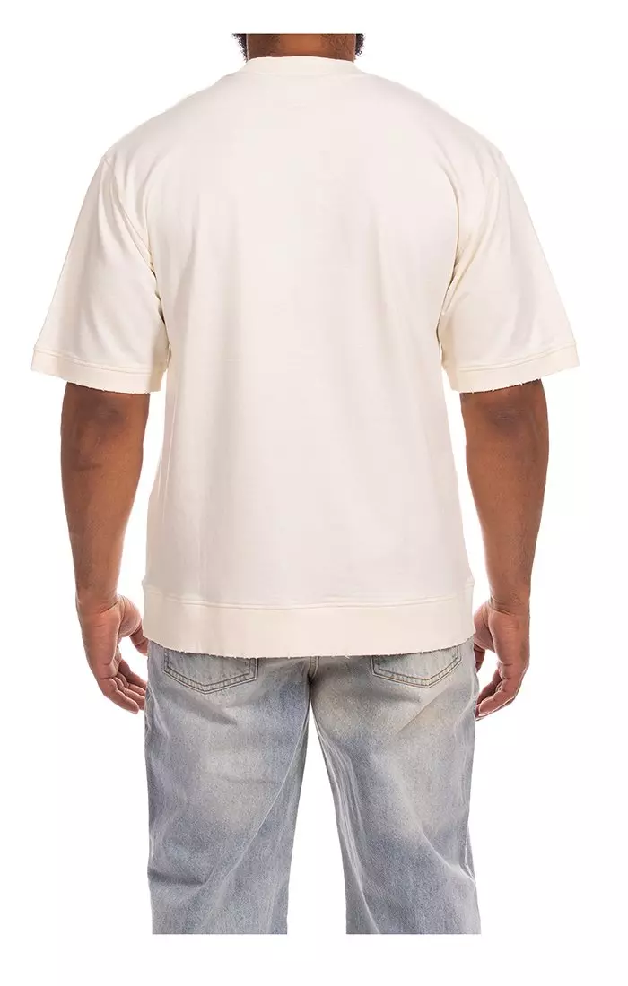 Hustle Gang Men's Active Knit Short Sleeve T-Shirt - Cream - CREAM