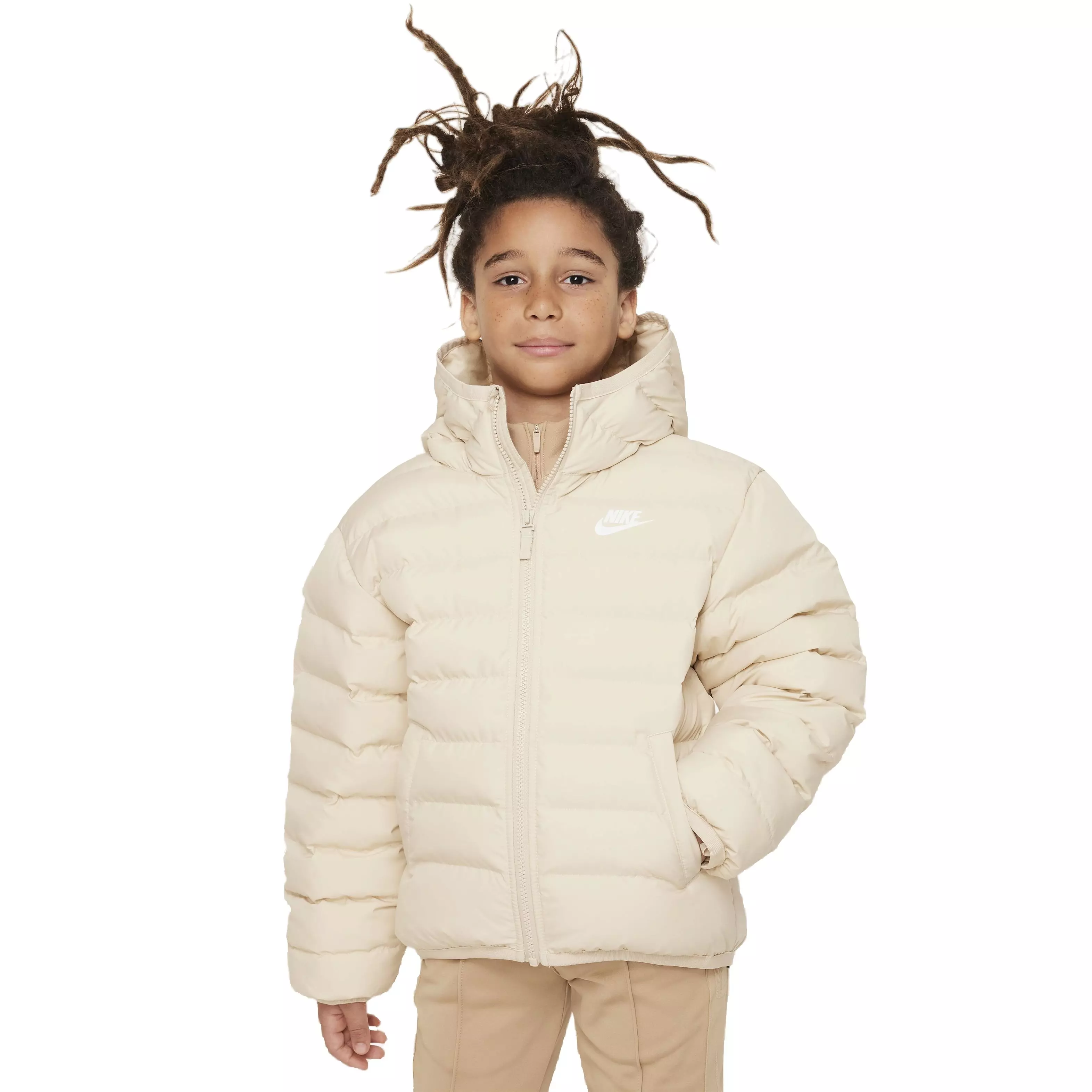Nike Big Kids' Lightweight Synthetic Fill Hooded Jacket - Cream - CREAM
