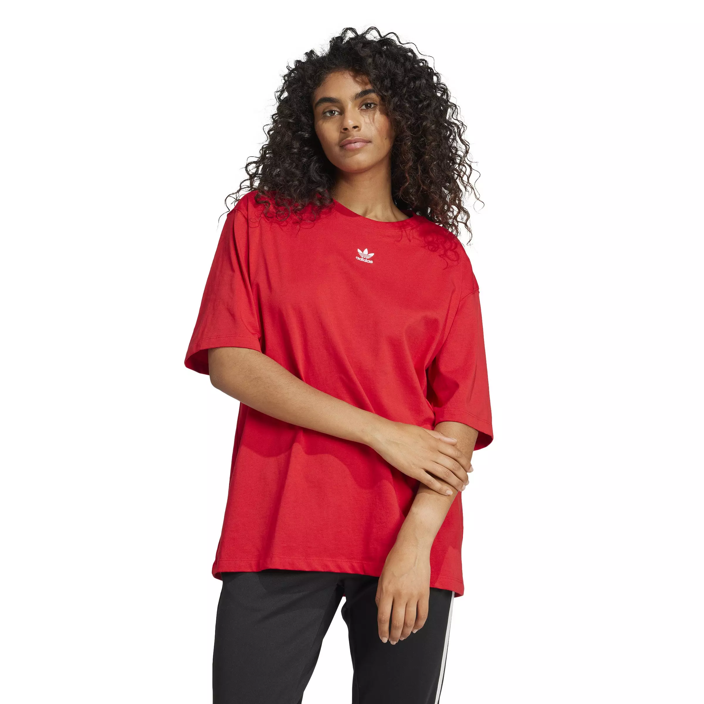 adidas Originals Women's Essentials Boyfriend Loose Lifestyle T-Shirt -Red - RED