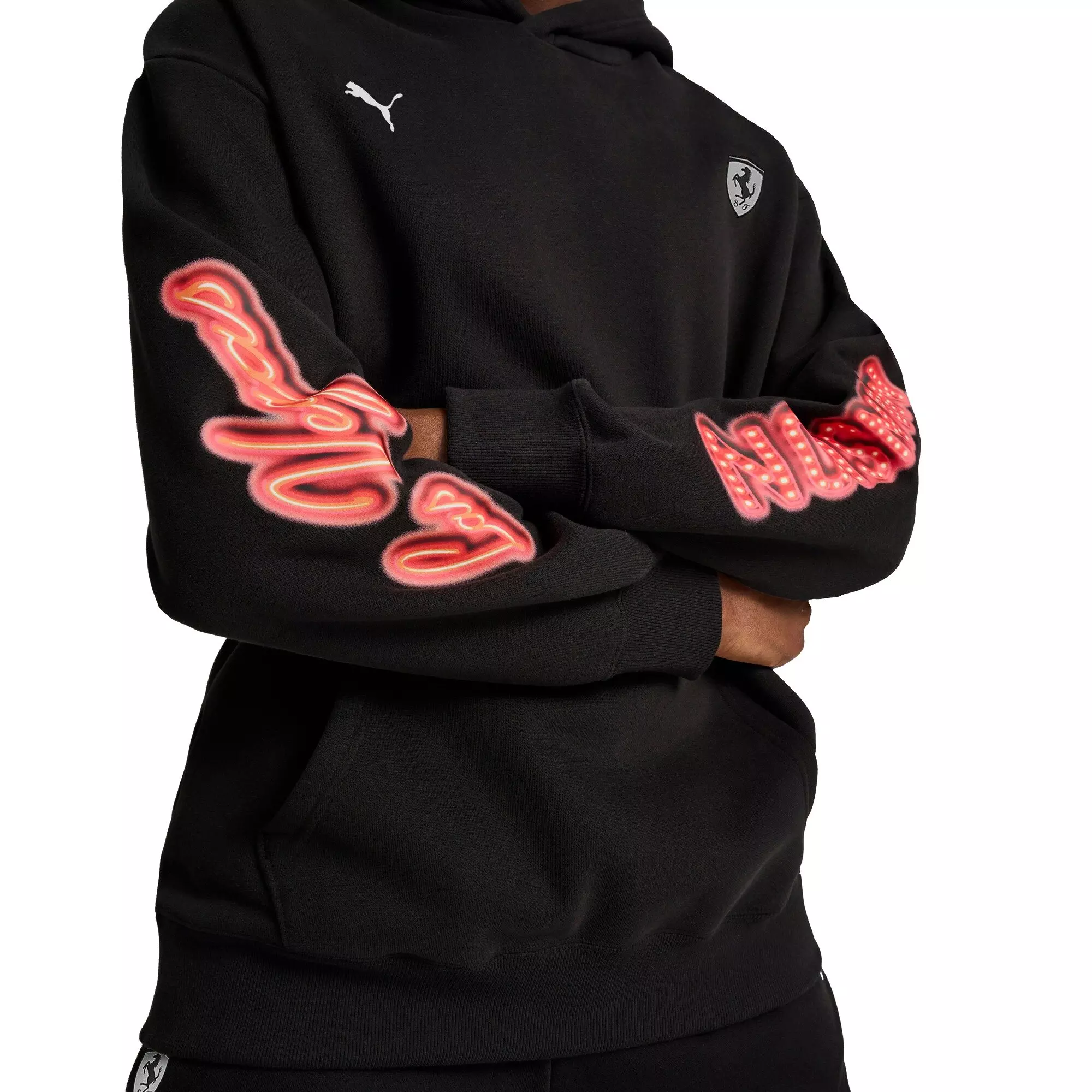 PUMA Men's Ferrari Race Neon Energy​ Hoodie -Black - BLACK