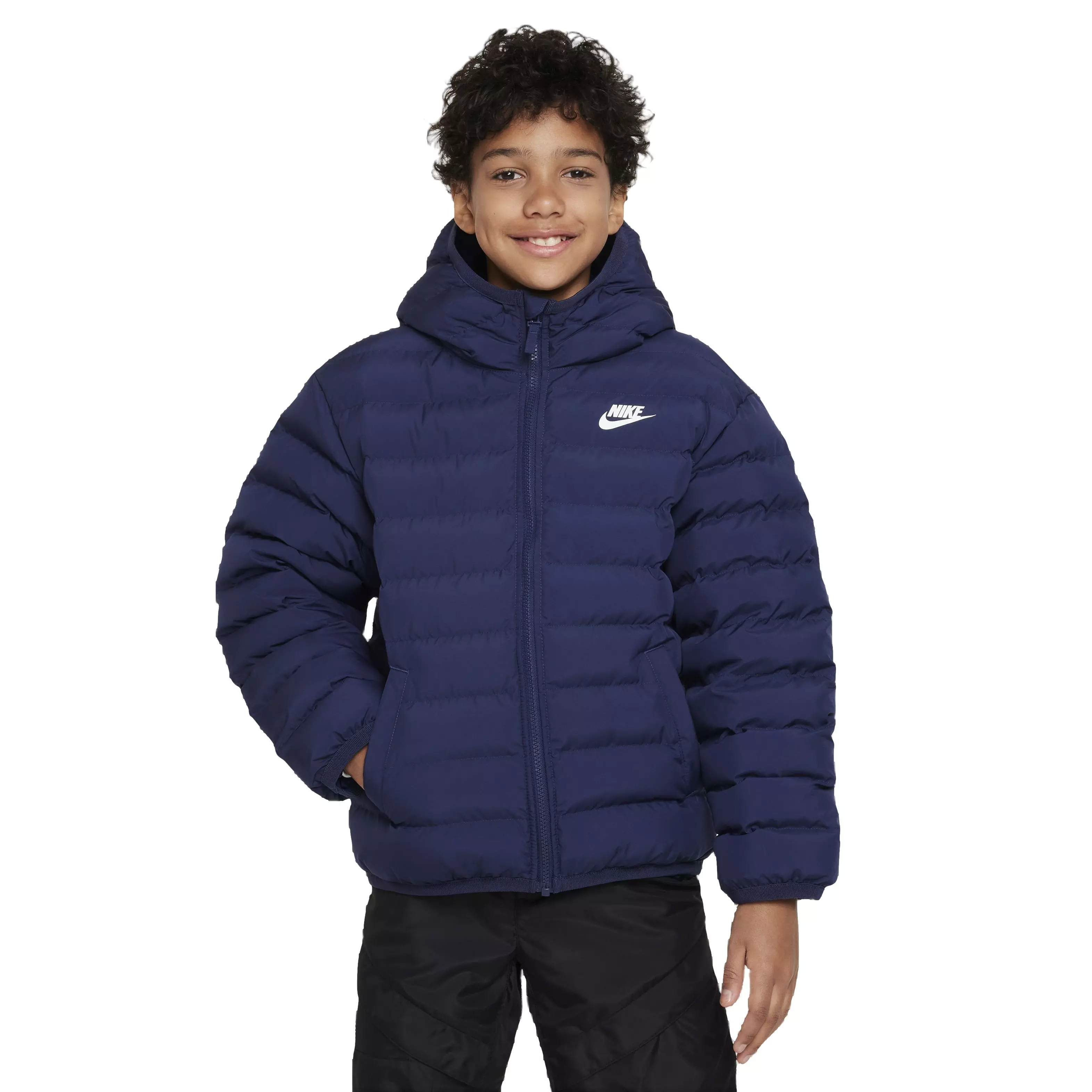 Nike Big Kids' Lightweight Synthetic Fill Hooded Jacket - Blue - BLUE