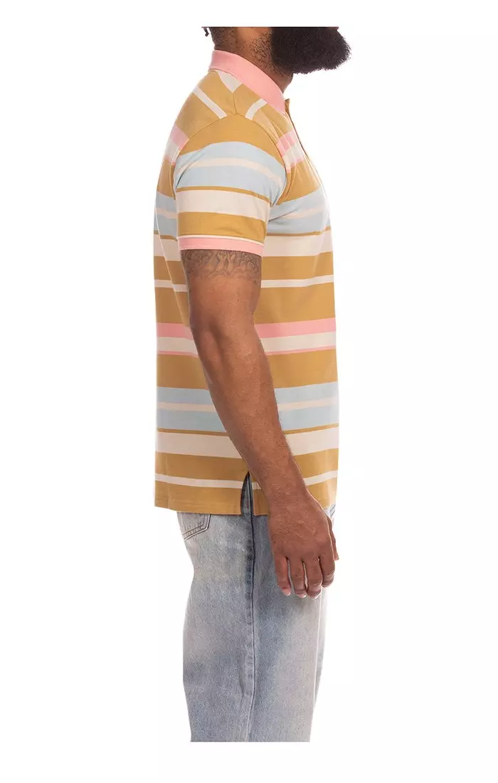 Hustle Gang Men's Compose Short Sleeve Polo - Yellow - YELLOW