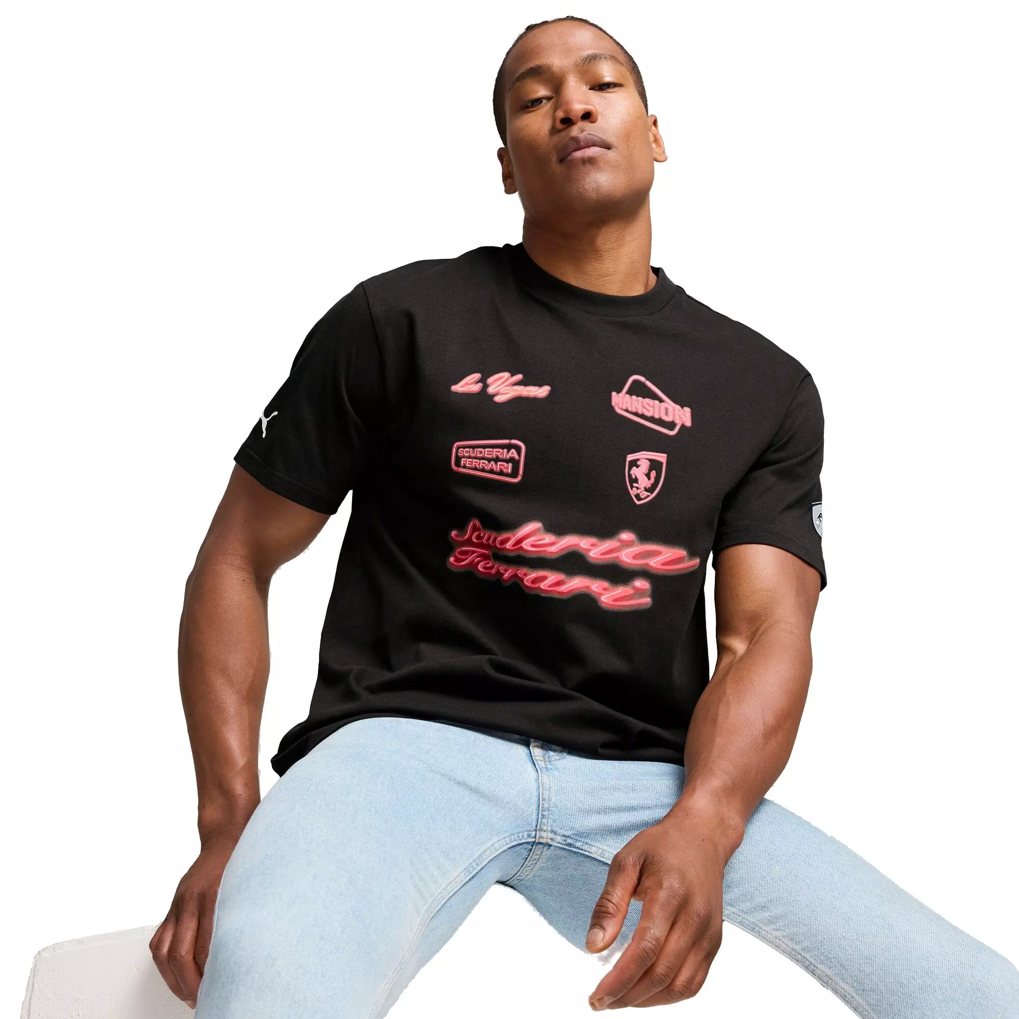 PUMA Men's Ferrari Race Neon Energy​ Archive Tee -Black - BLACK