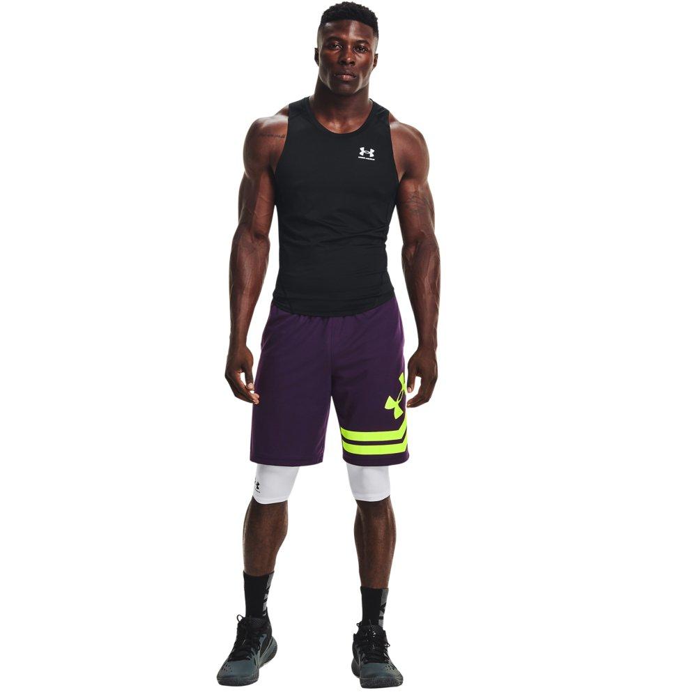 Under Armour Men's HeatGear Compression Tank Top - BLACK/WHITE Thumbnail View 3