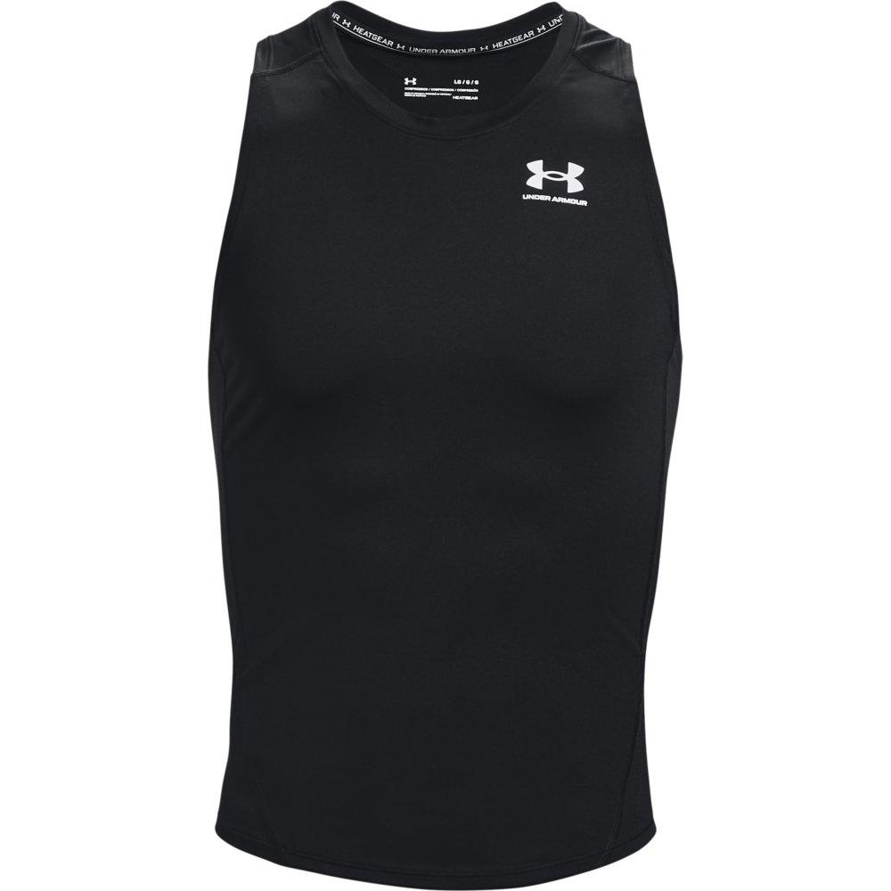 Under Armour Men's HeatGear Compression Tank Top - BLACK/WHITE Thumbnail View 5