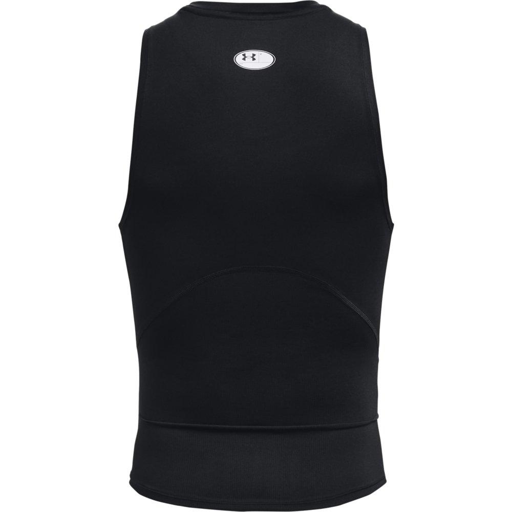 Under Armour Men's HeatGear Compression Tank Top - BLACK/WHITE Thumbnail View 6