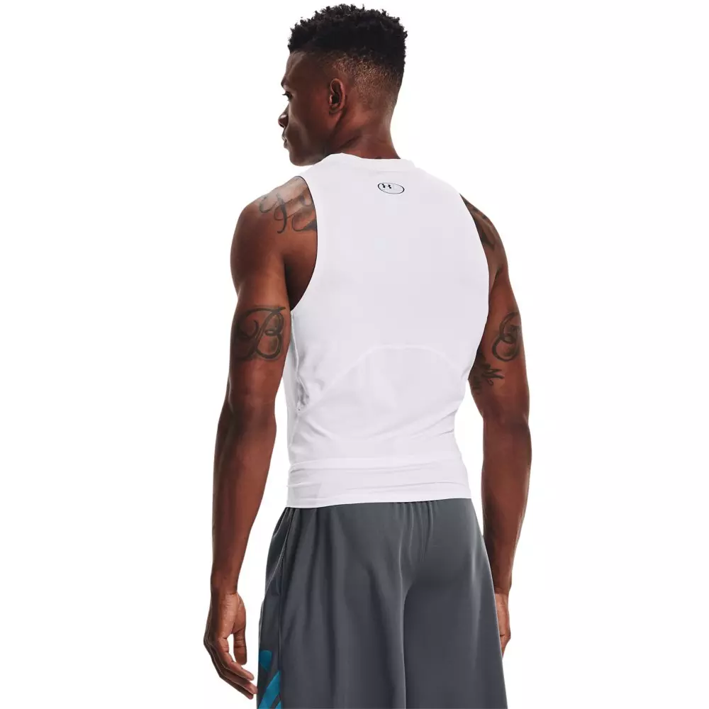 Under Armour Men's HeatGear Compression Tank Top - WHITE/BLACK